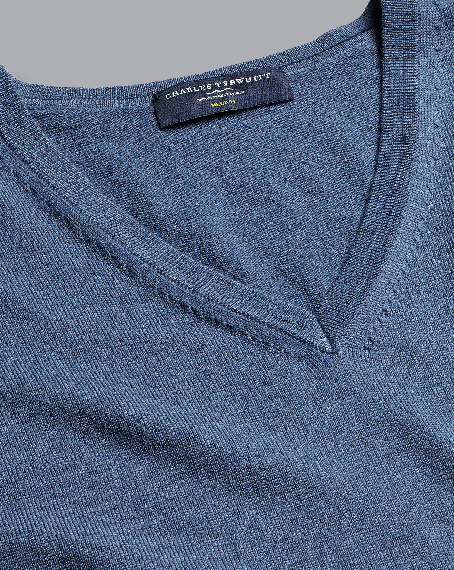 Merino V-Neck Jumper - Steel Blue