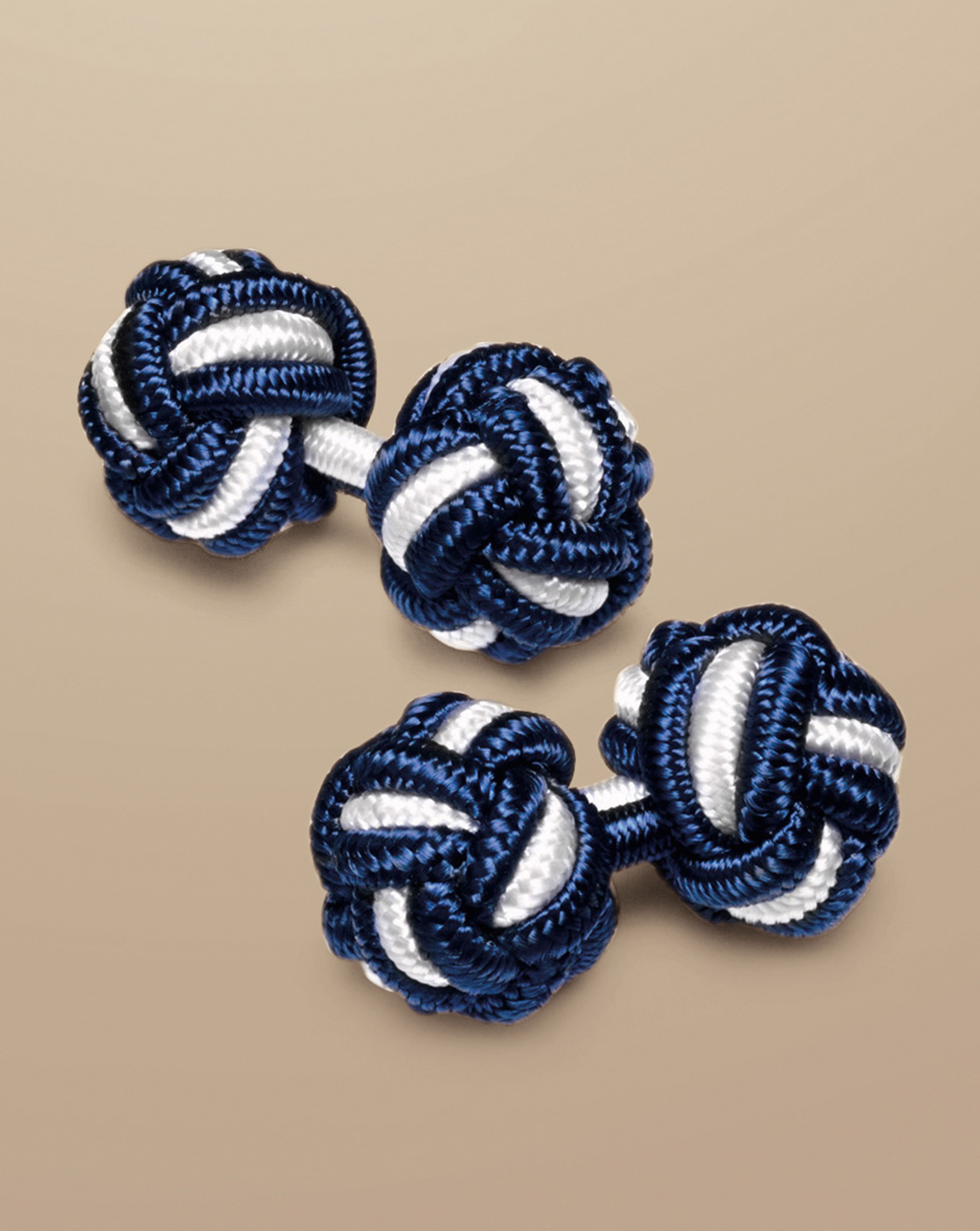 Knot Cufflinks - Indigo Blue & White