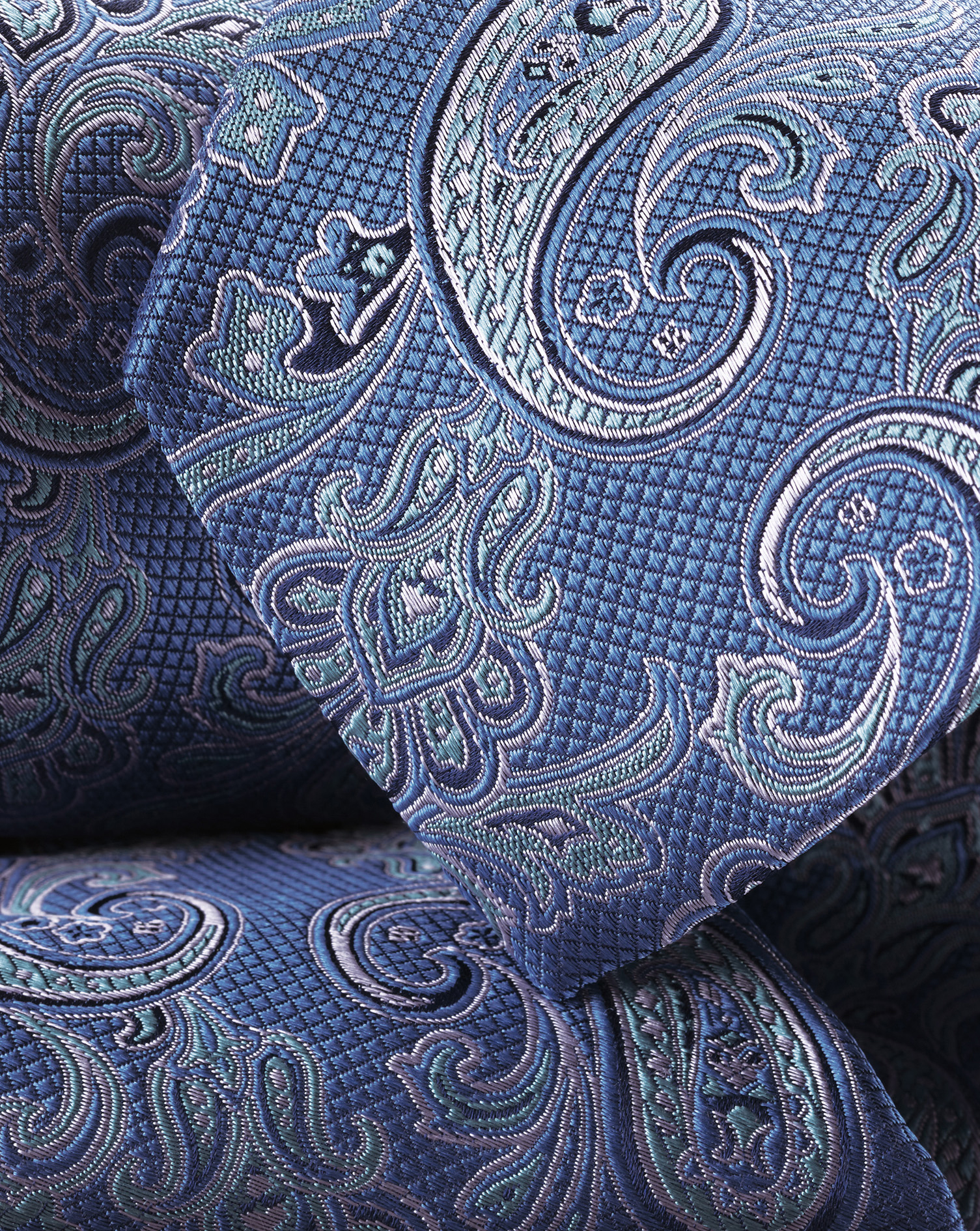 Silk Paisley Tie - Ocean Blue