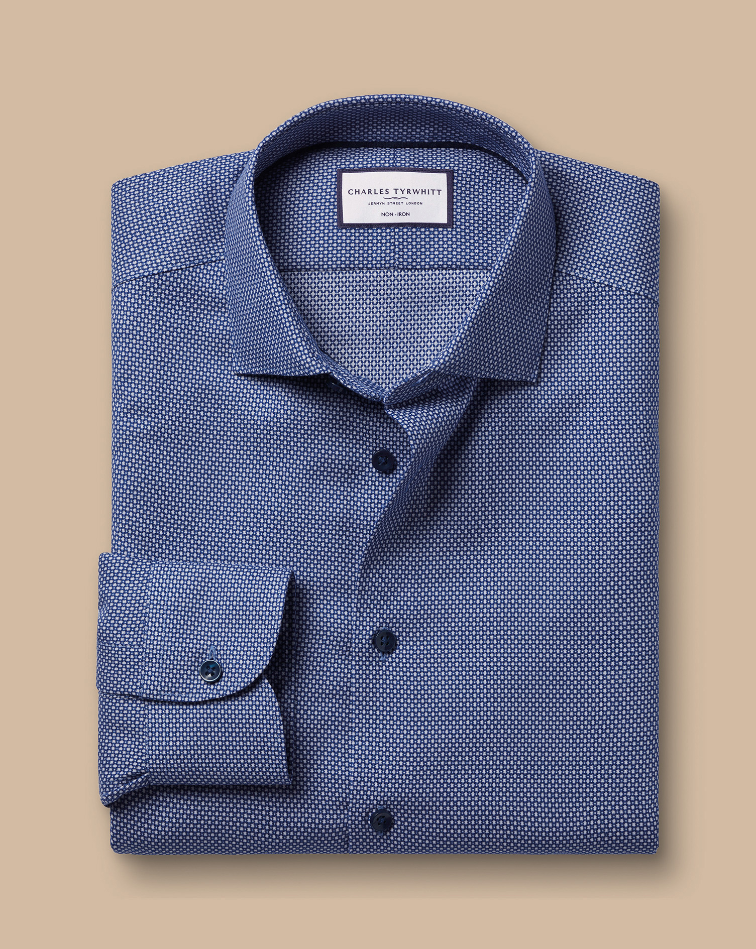 Non-Iron Oval Stretch Texture Shirt - Royal Blue