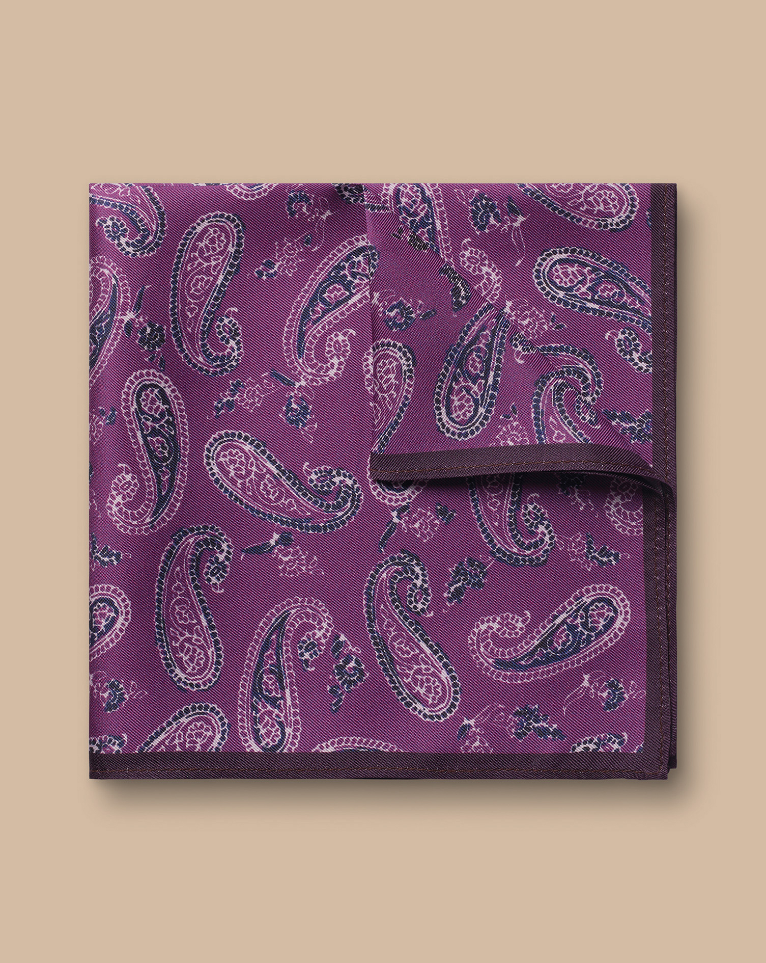 Paisley Silk Pocket Square - Purple