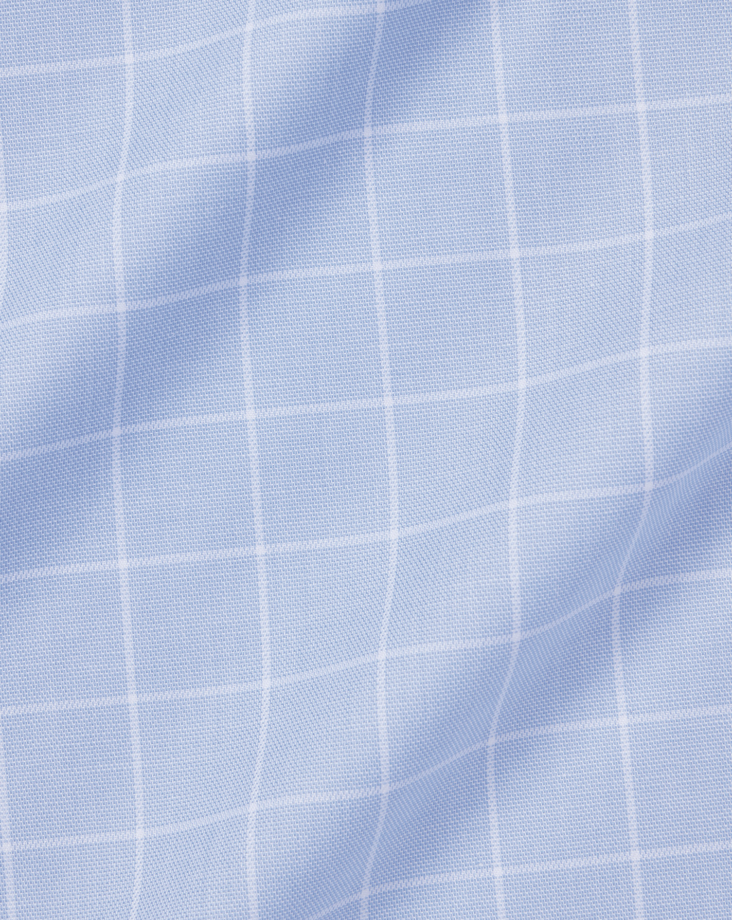 Semi-Cutaway Collar Egyptian Cotton Twill Check Shirt - Cornflower Blue