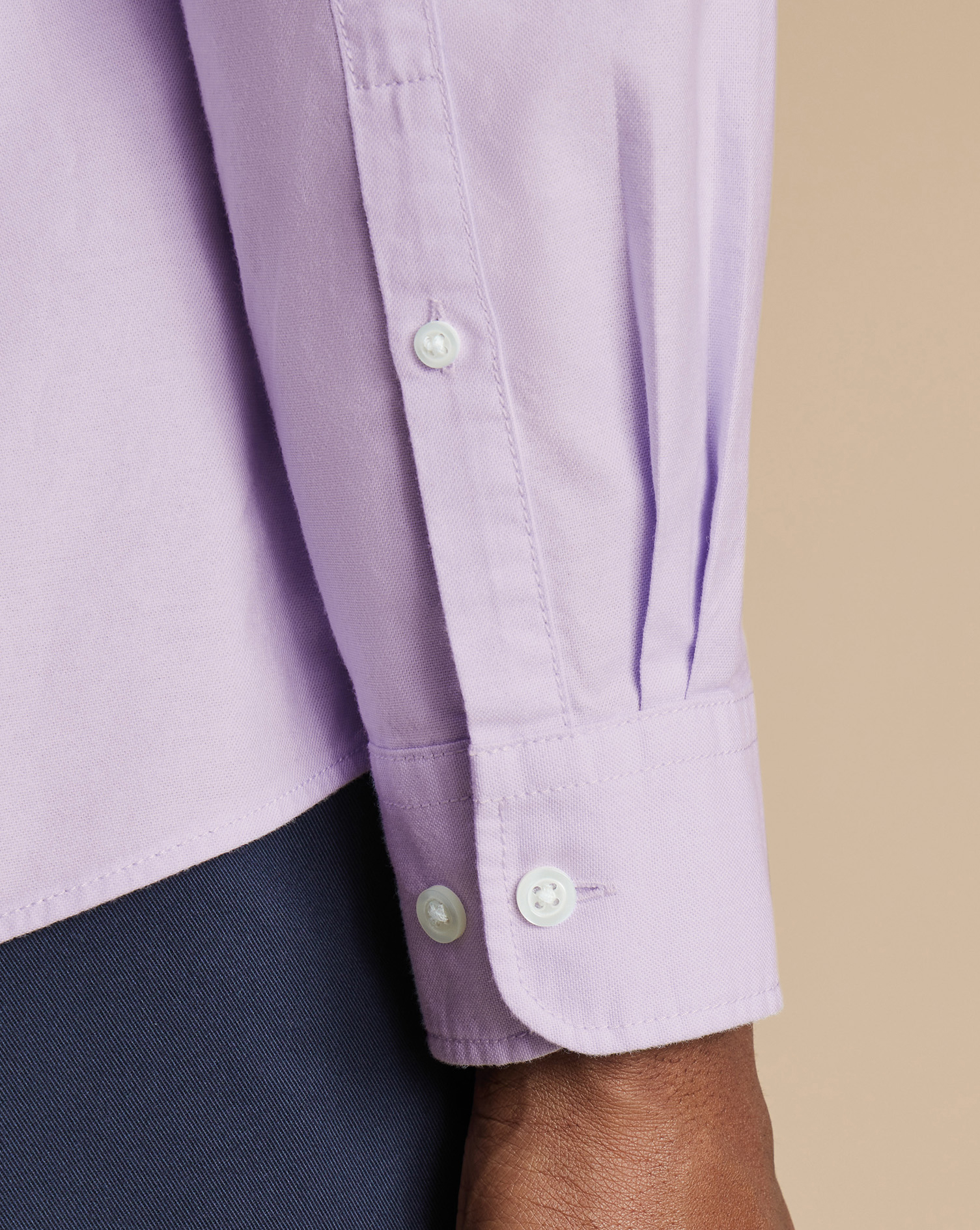 Button-Down Collar Stretch Washed Oxford Shirt - Lilac Purple