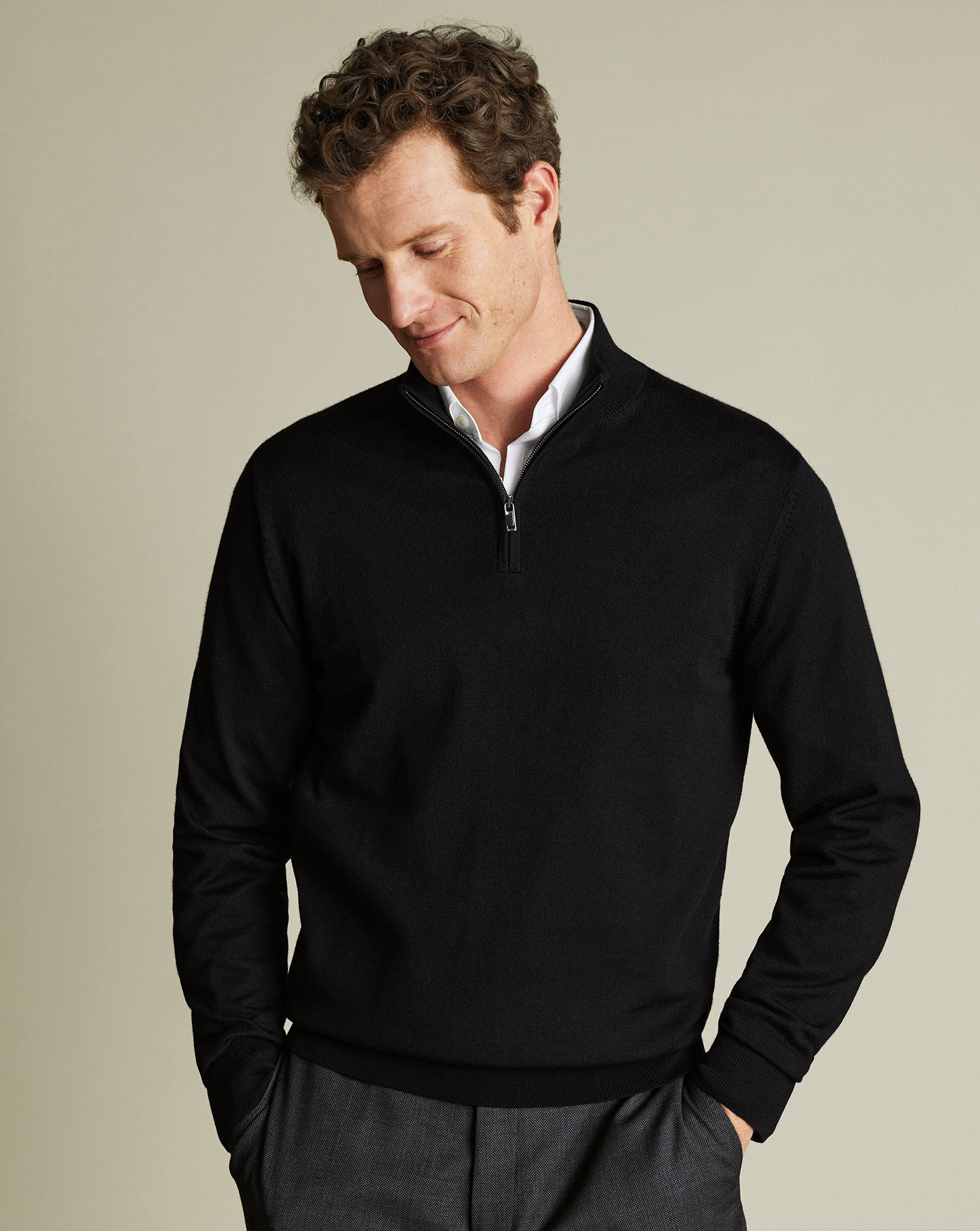 Charles Tyrwhitt Troyer aus Merino - Schwarz