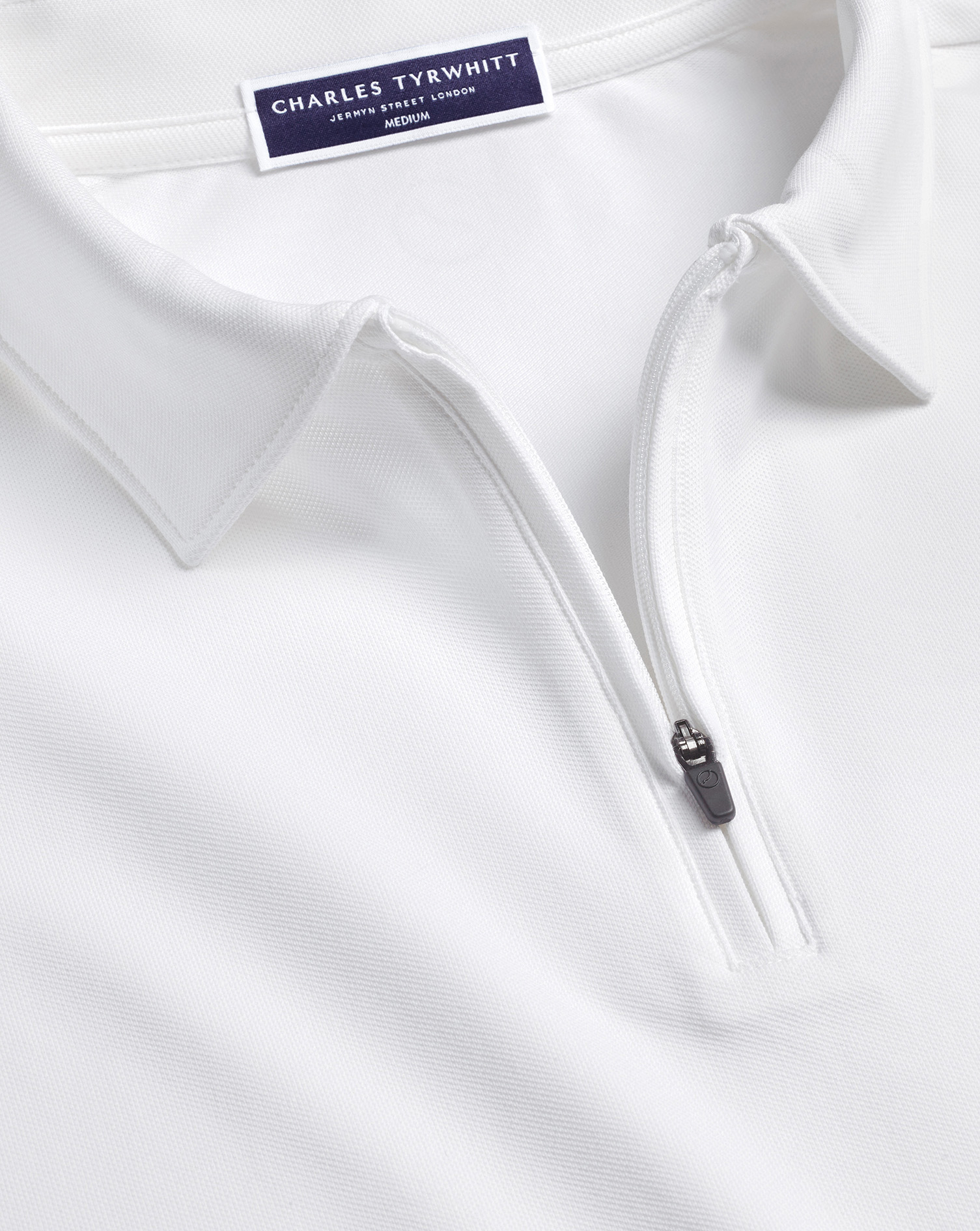 Performance Zip Neck Polo - White