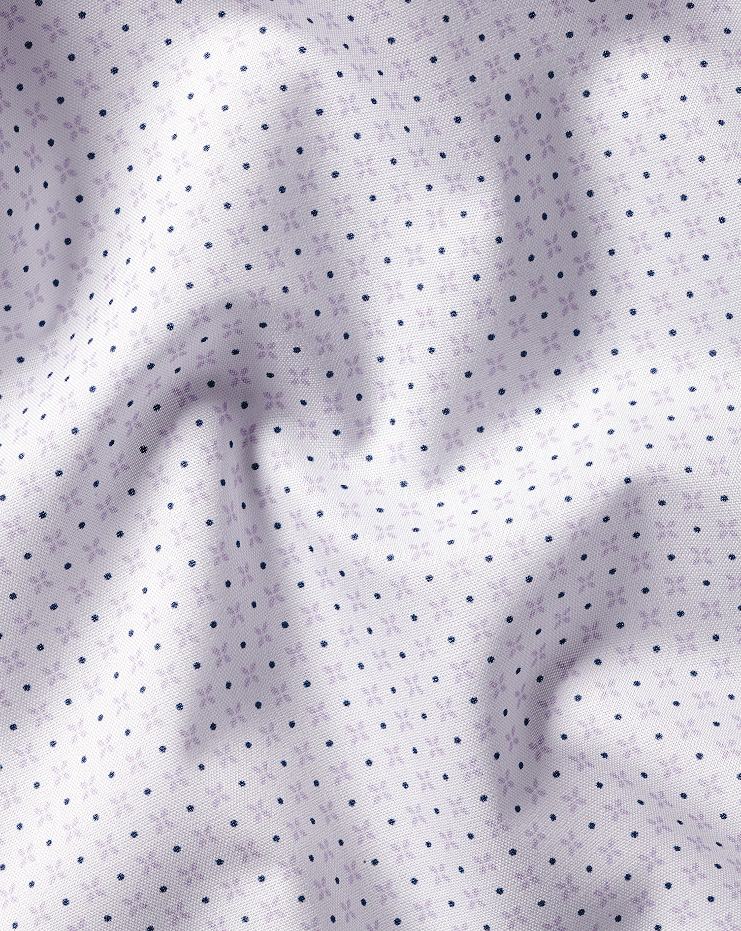 Semi-Cutaway Collar Non-Iron Stretch Print Geo Shirt - White & Lilac