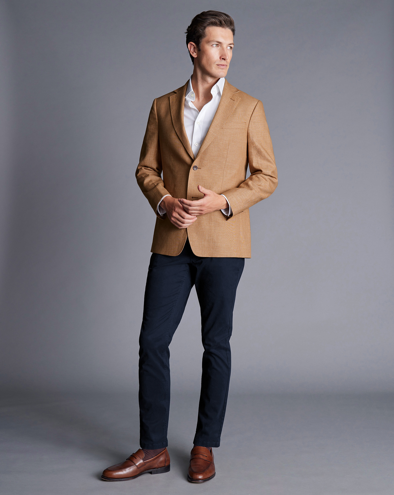 Linen Cotton Jacket - Camel