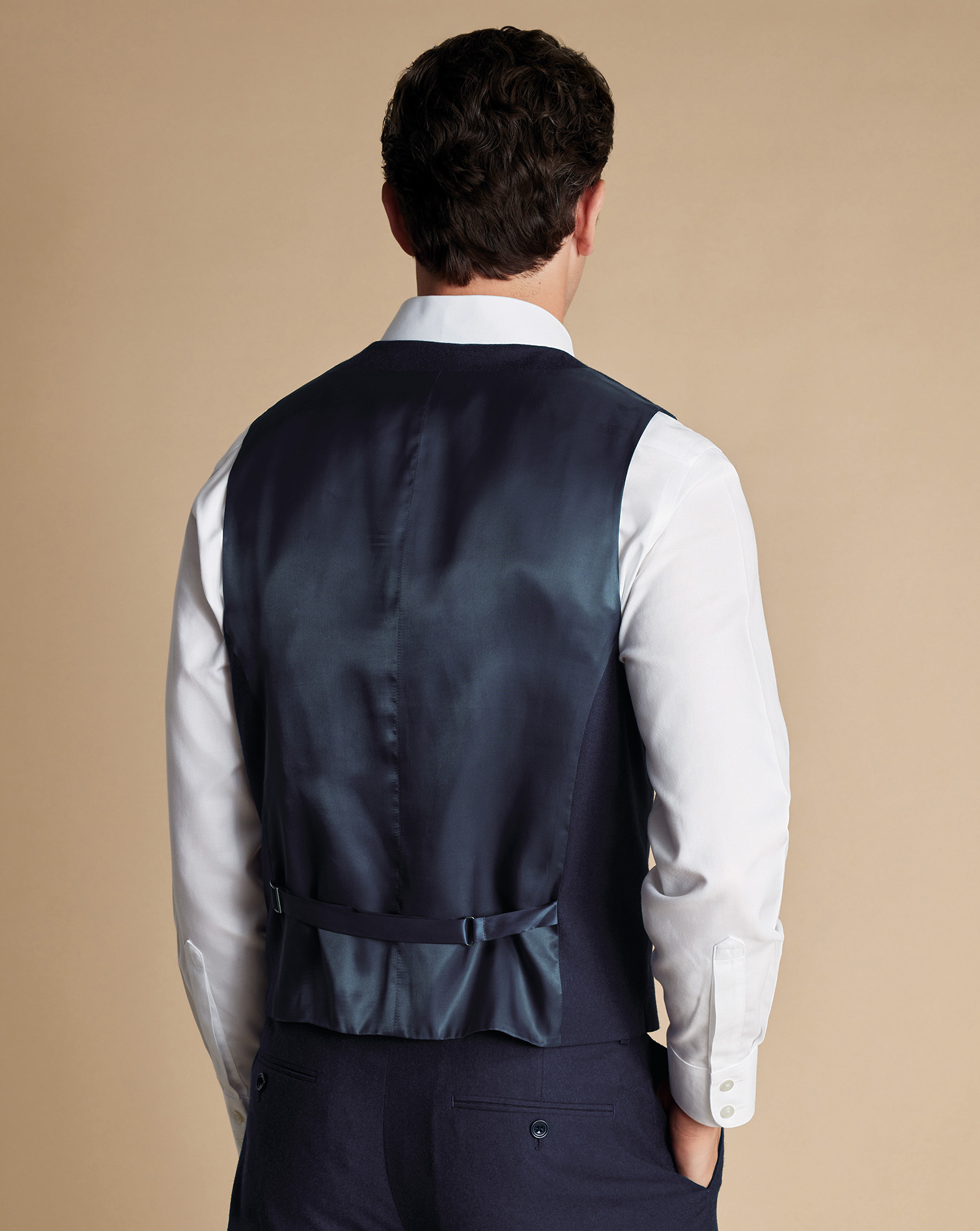 Italian Flannel Suit Waistcoat - Indigo Blue