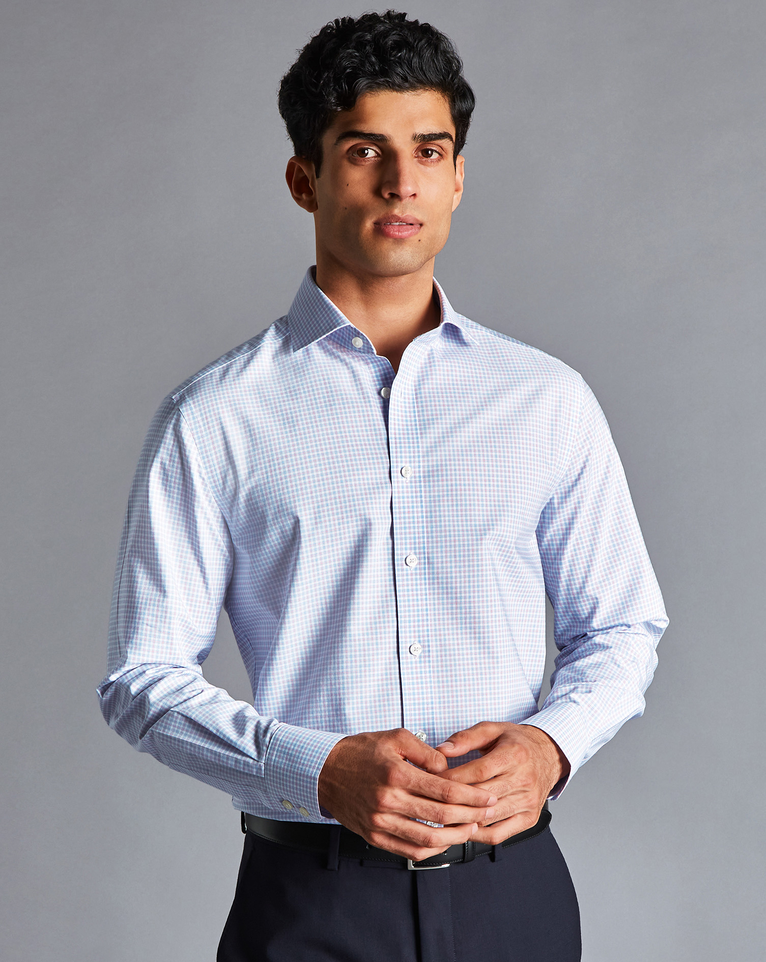 Cutaway Collar Non-Iron Check Shirt - Bright Pink