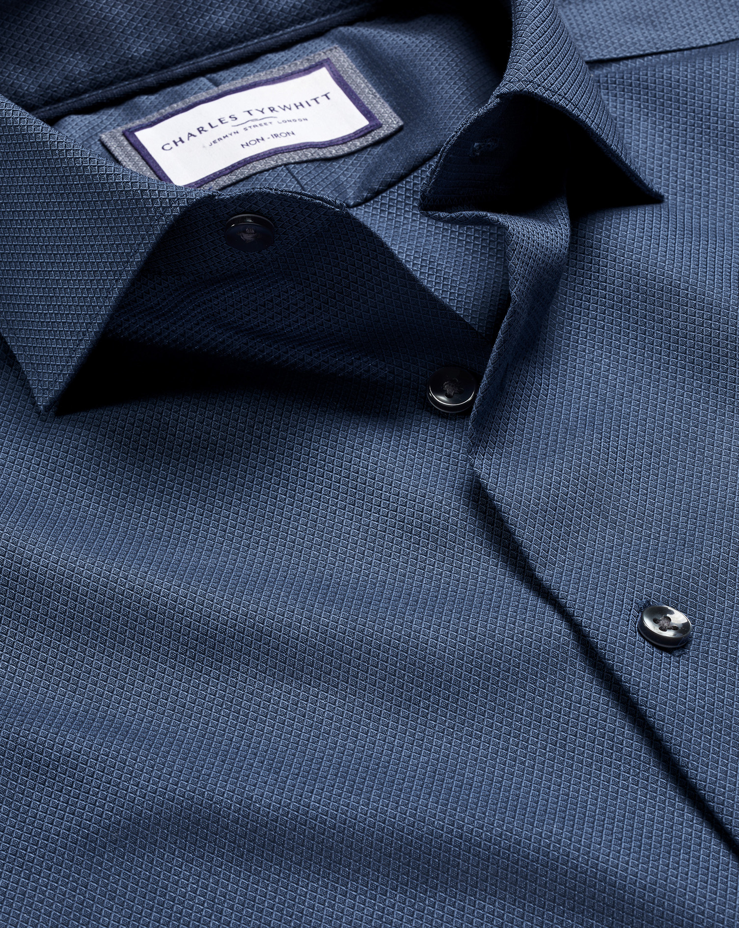 Charles Tyrwhitt Men's  Non-iron Diamond Stretch Texture Dress Shirt In Blue
