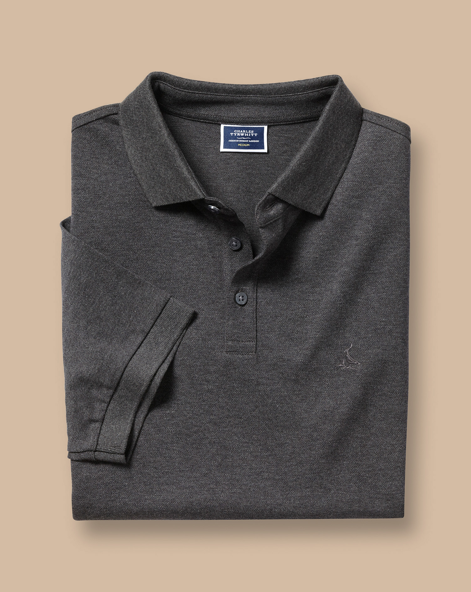 Tyrwhitt Pique Polo - Dark Grey Marl