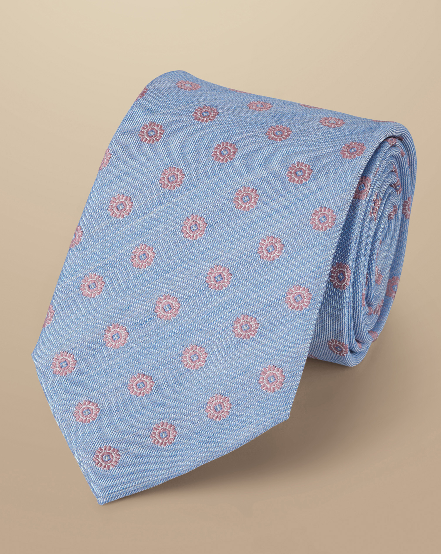 Medallion Pattern Silk Tie - Sky Blue