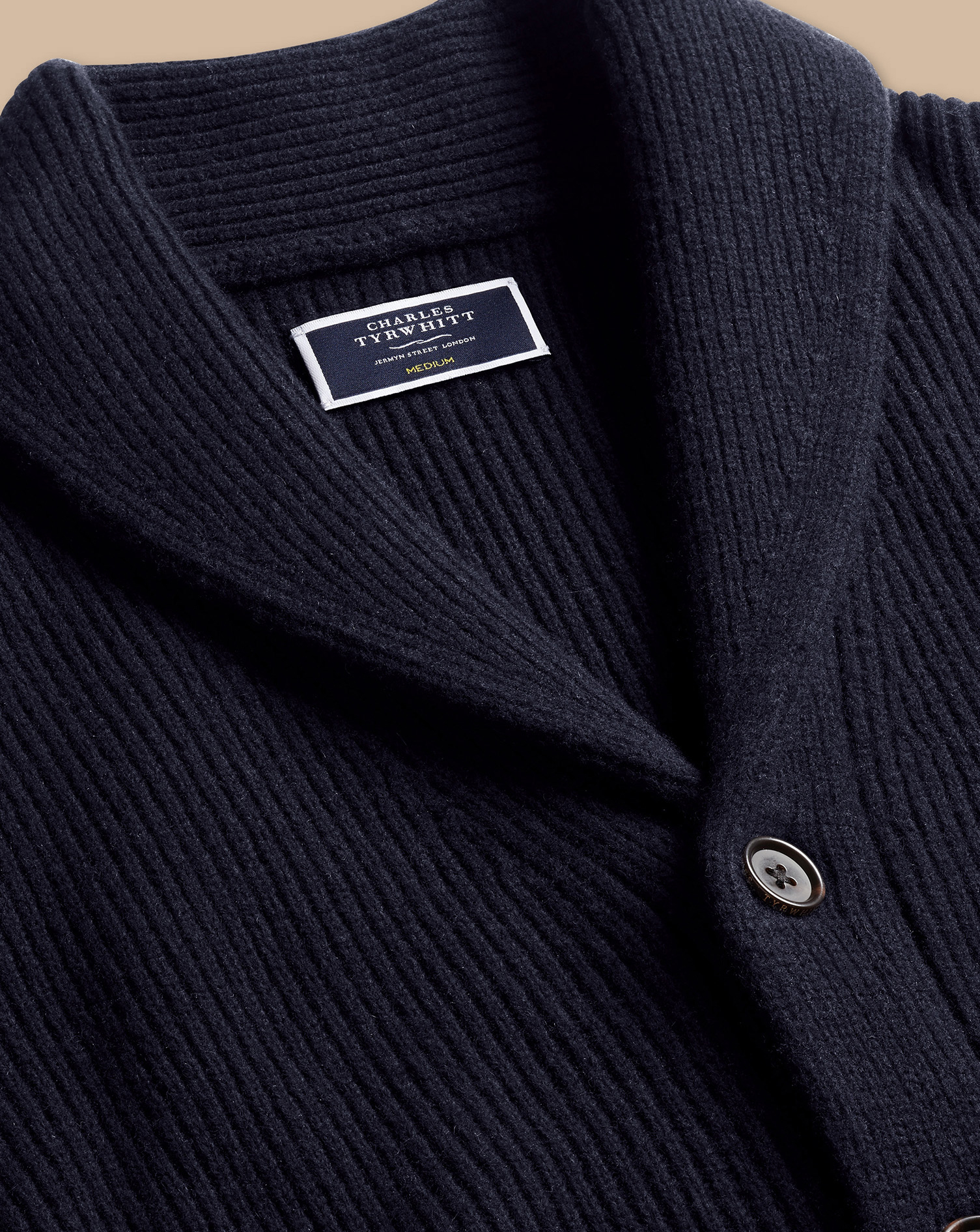 Merino Shawl Neck Chunky Cardigan - Navy