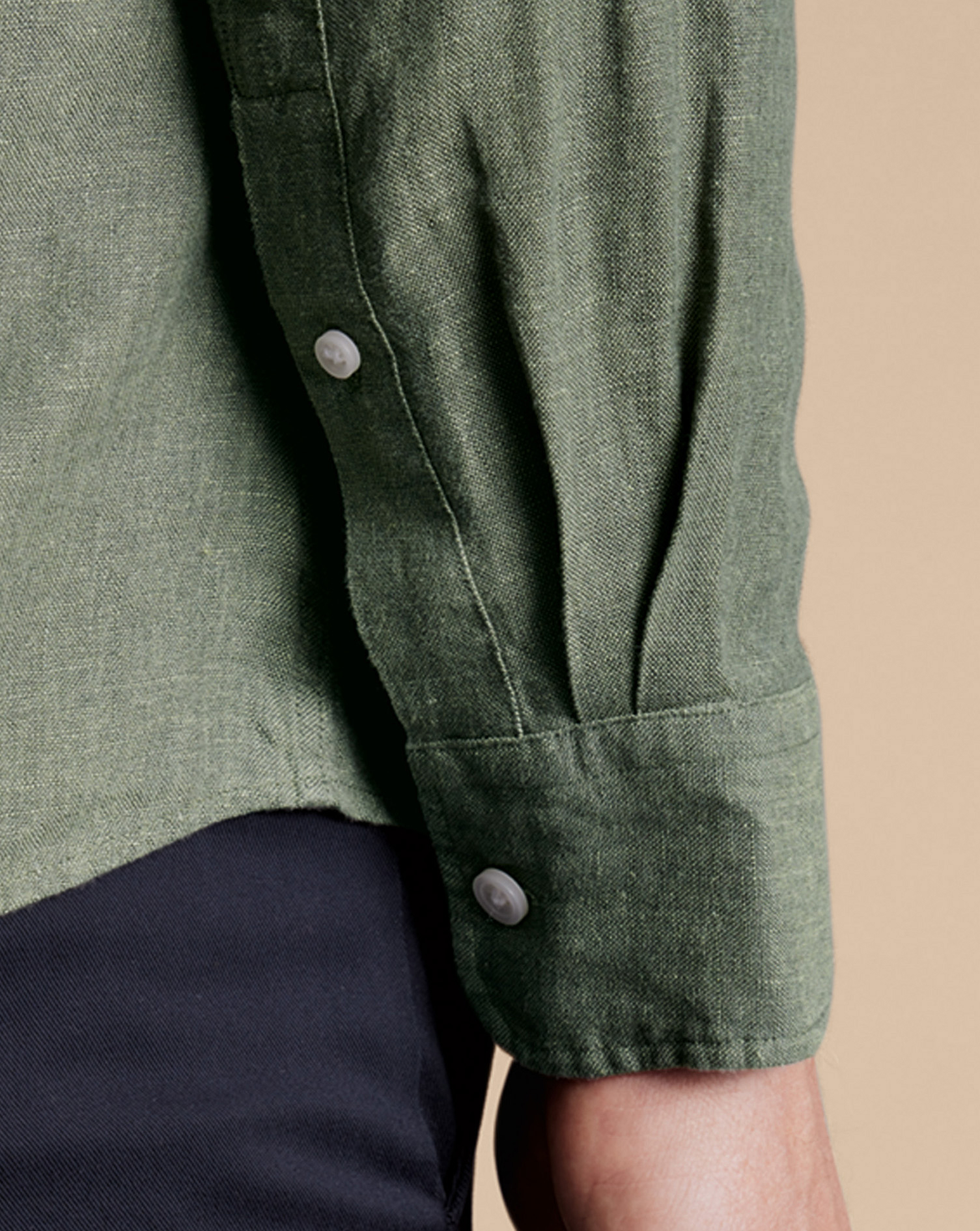 Pure Linen Shirt - Olive Green