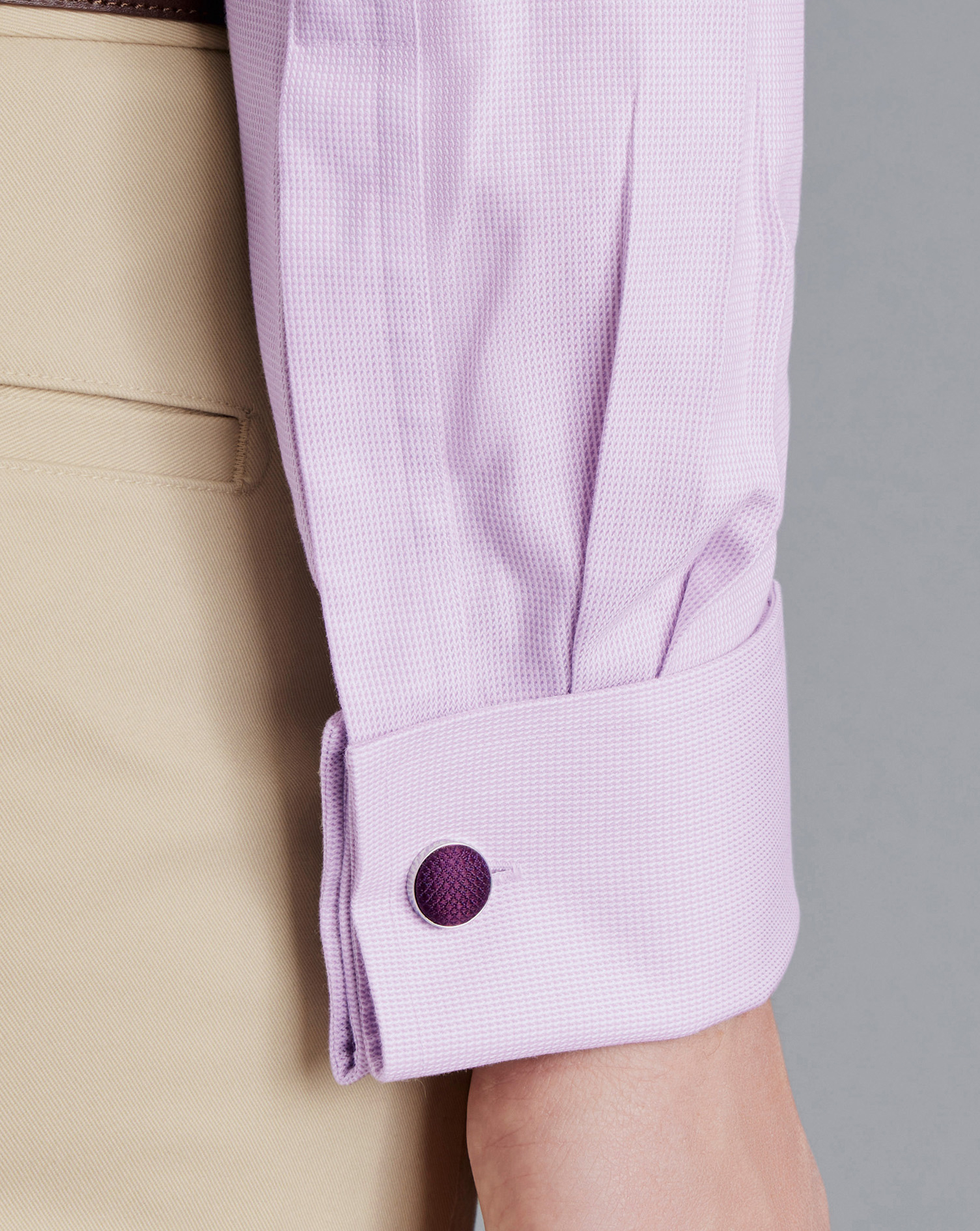 Cutaway Collar Non-Iron Clifton Weave Shirt - Lilac Purple