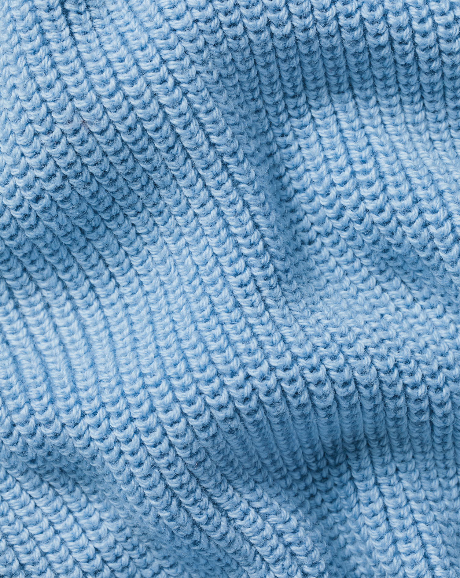 Cotton Rib Crew Neck Jumper - Sky Blue