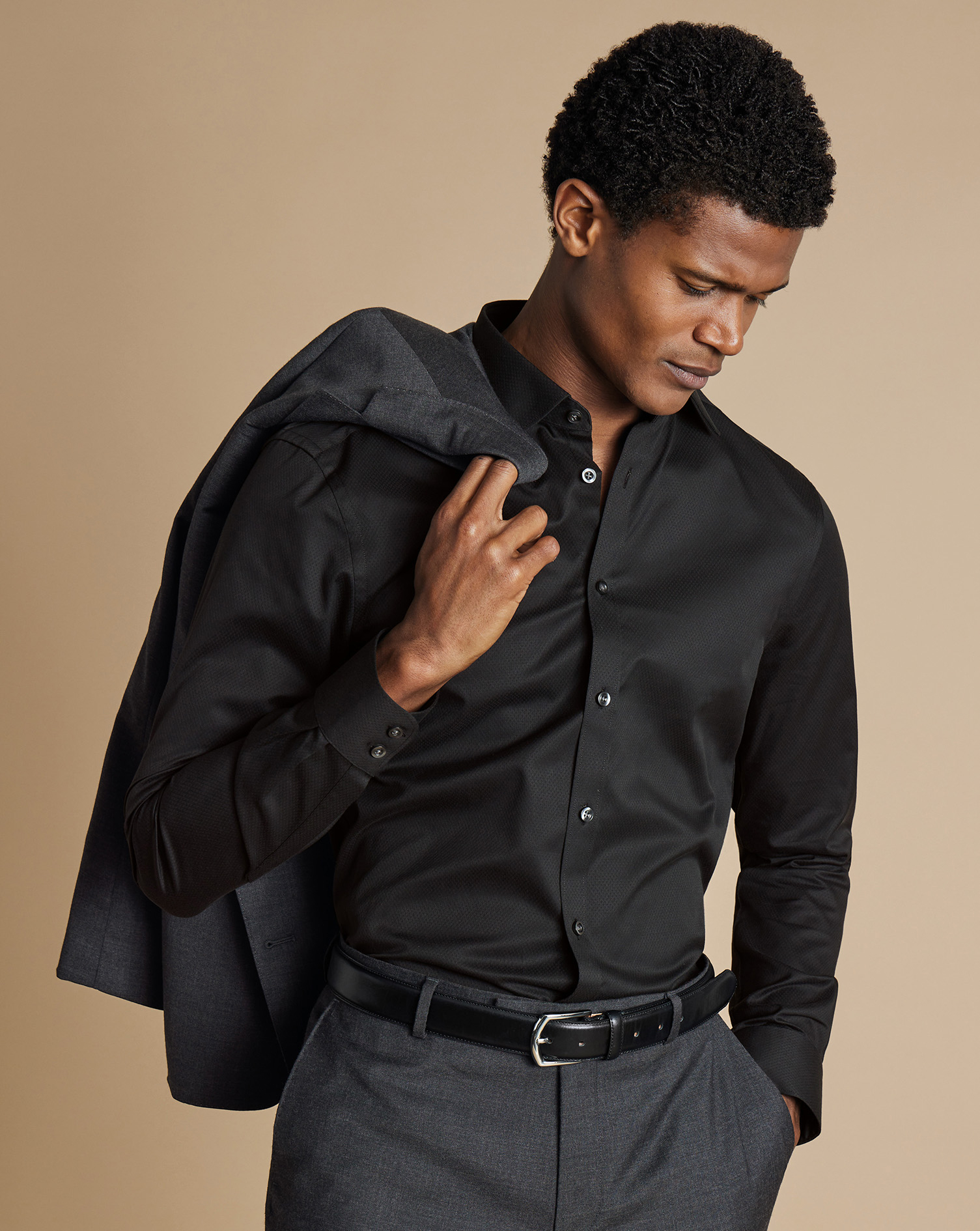 Luxury Ascot Weave Shirt - Black