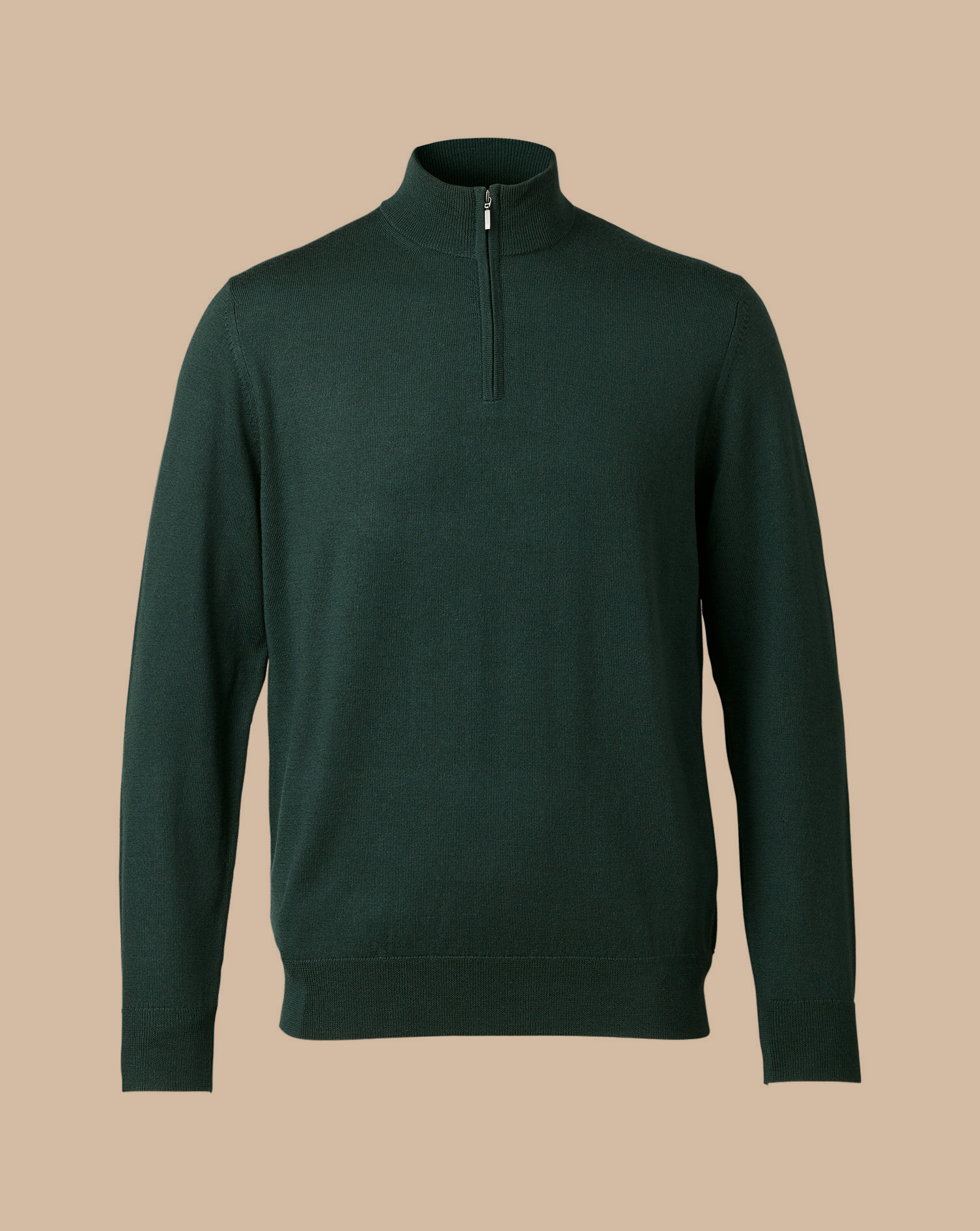 Merino Zip Neck Jumper - Forest Green