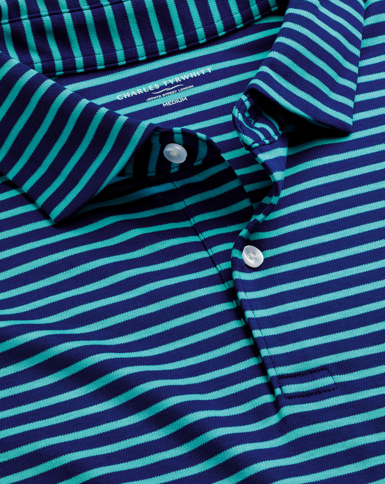 Smart Jersey Stripe Polo - Aqua Green