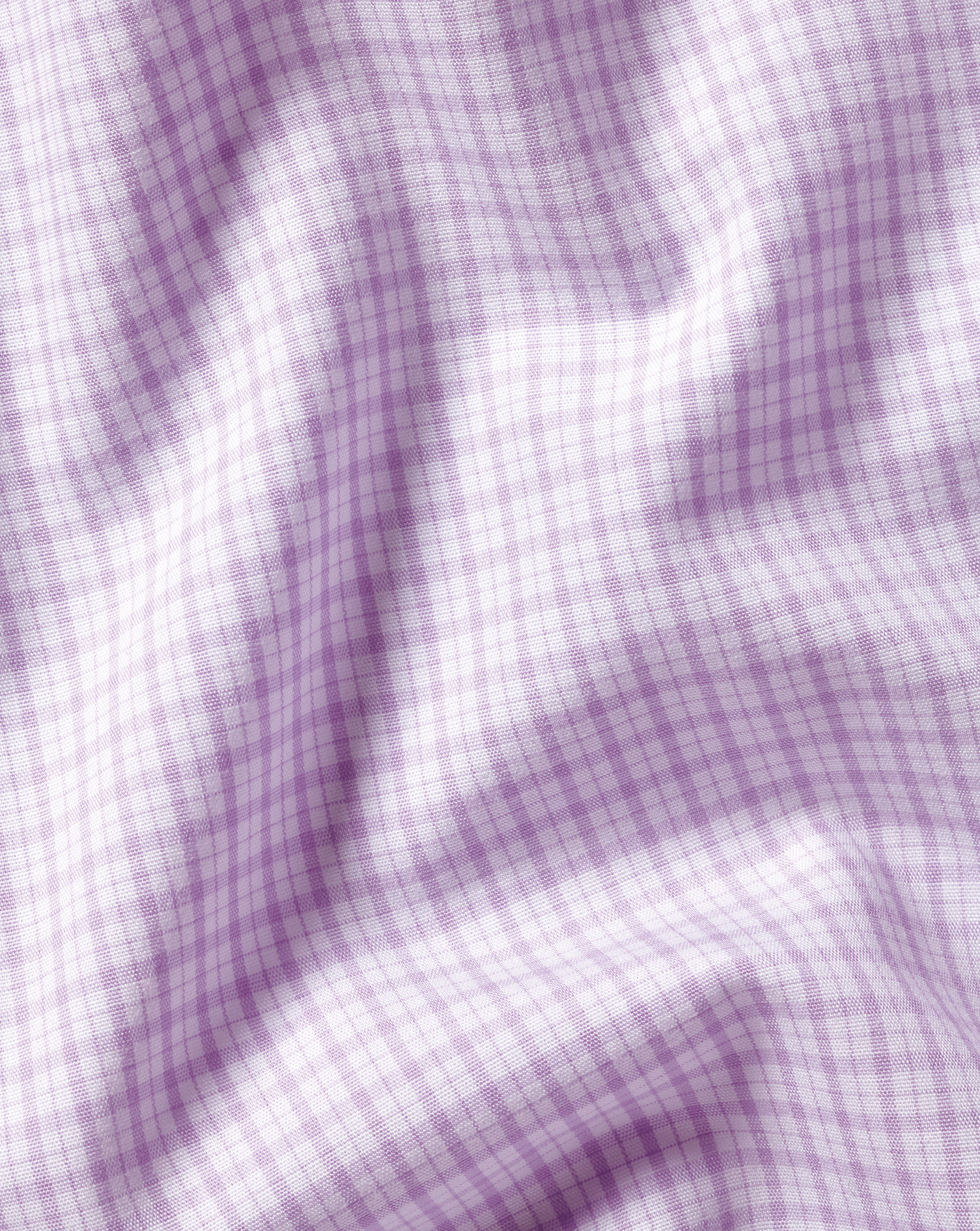 Cutaway Collar  Non-Iron Poplin Grid Check Shirt - Lilac Purple