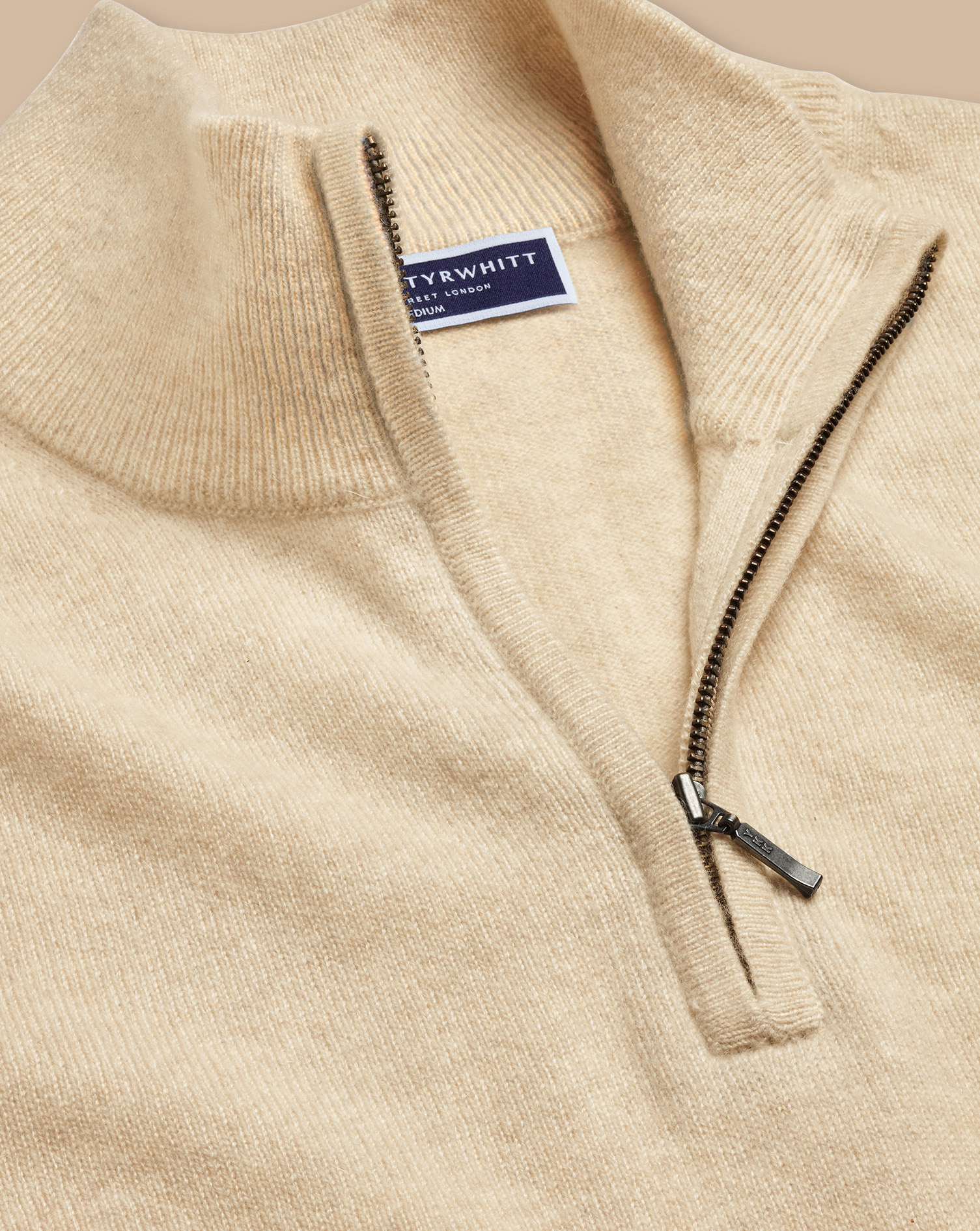 Cashmere Zip Neck Jumper - Cream