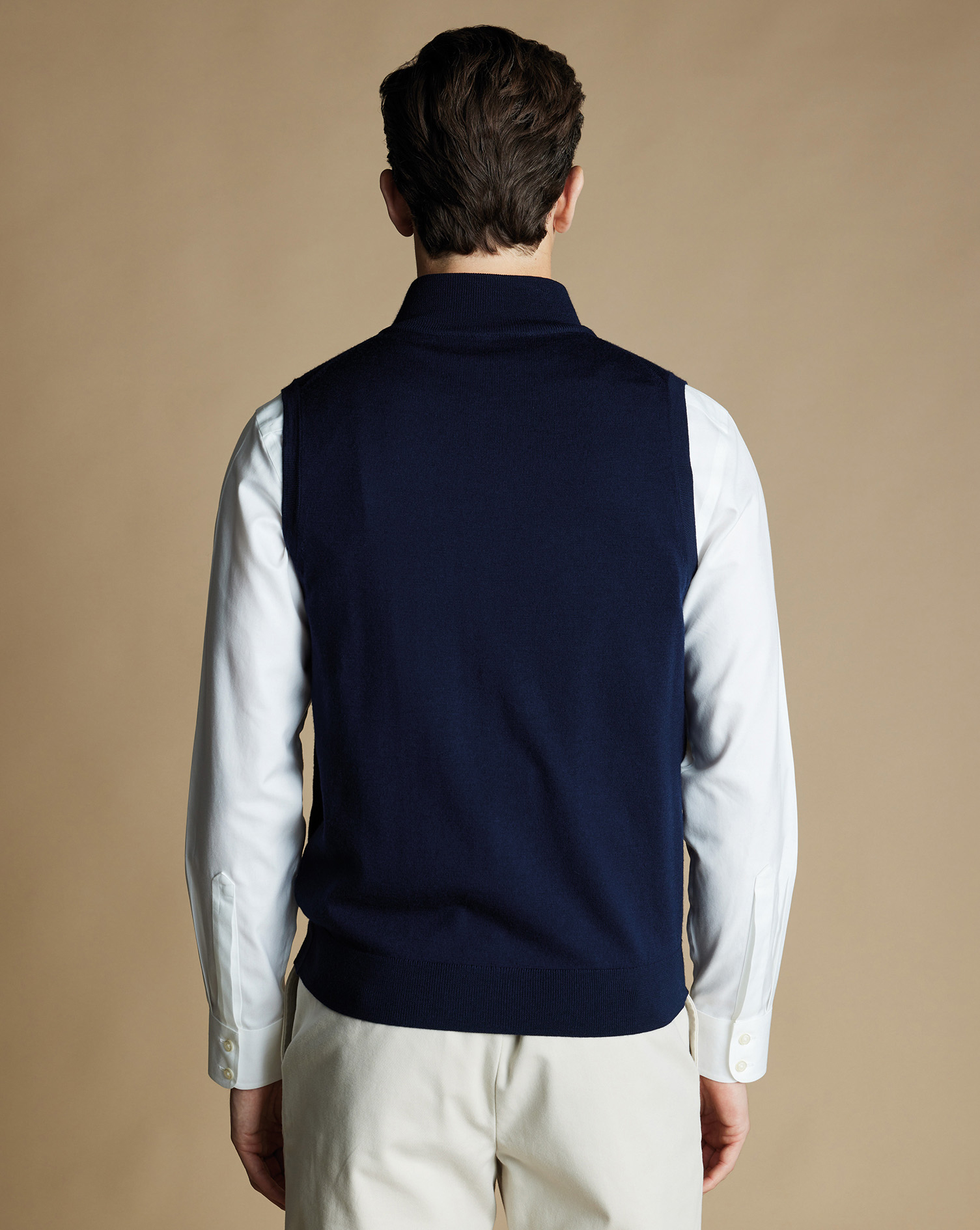 Merino Zip Through Gilet - Navy