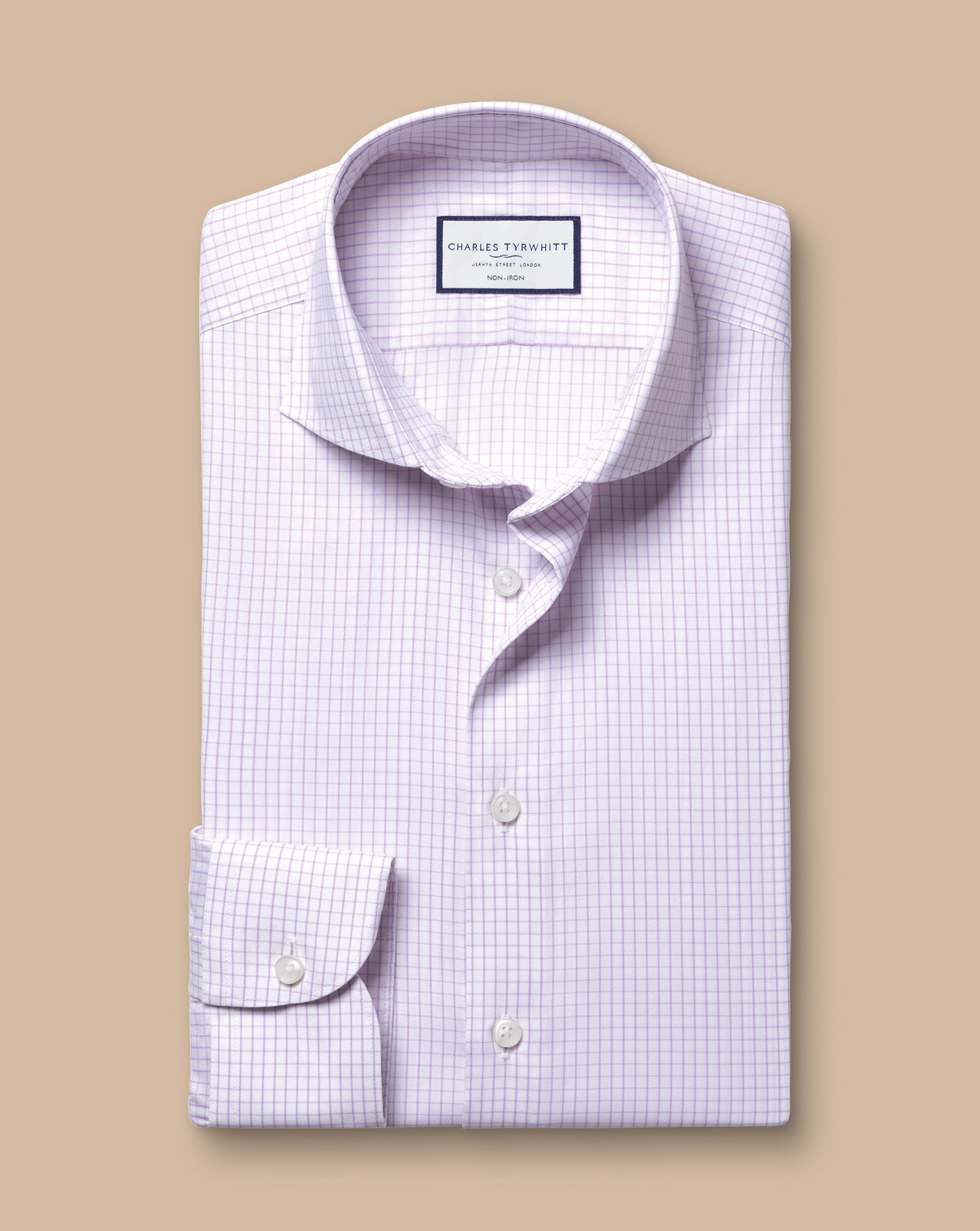 Non-Iron Performance Twill Fine Check Shirt - Lilac Purple