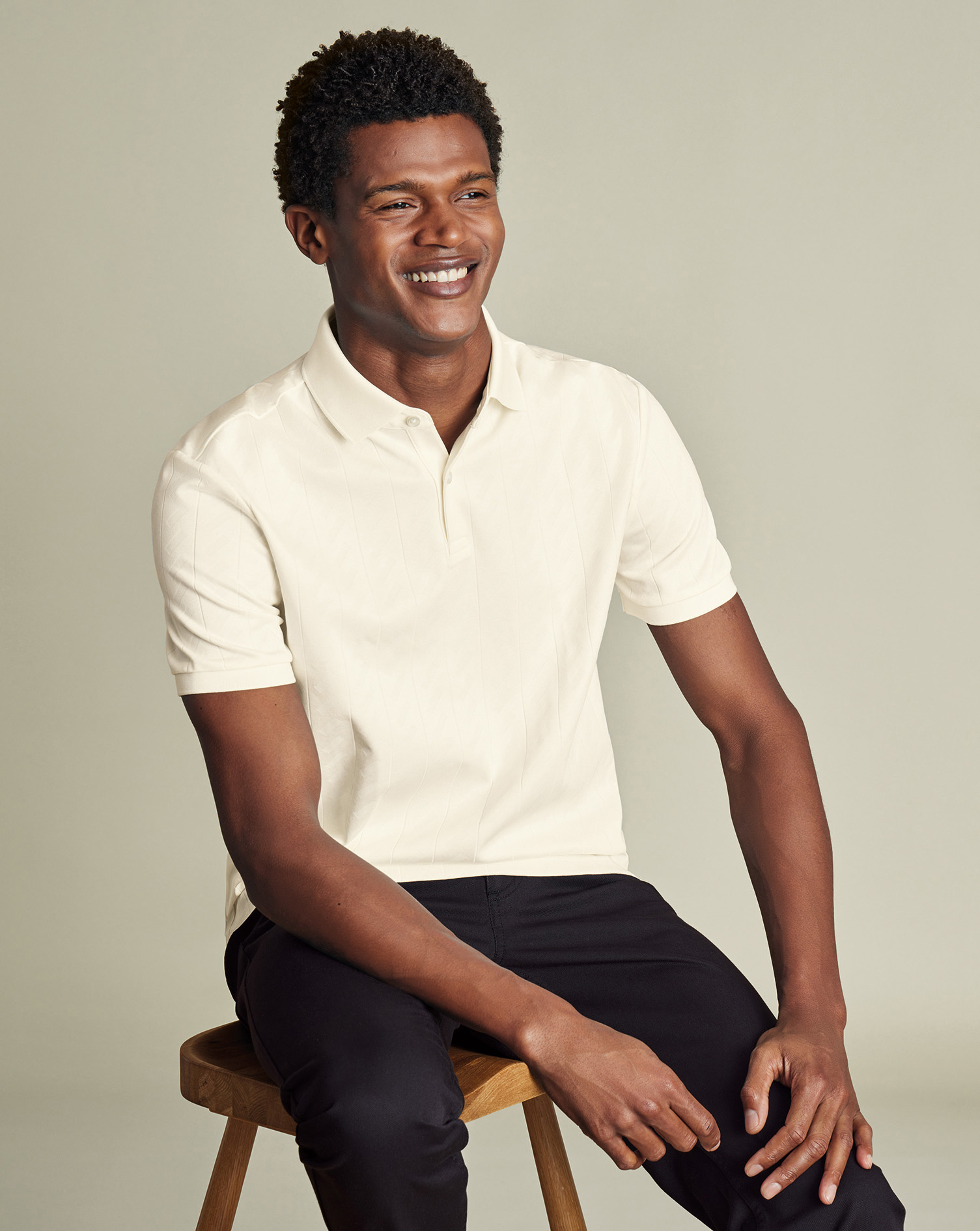 Charles Tyrwhitt Strukturiertes Polo - Cremefarben