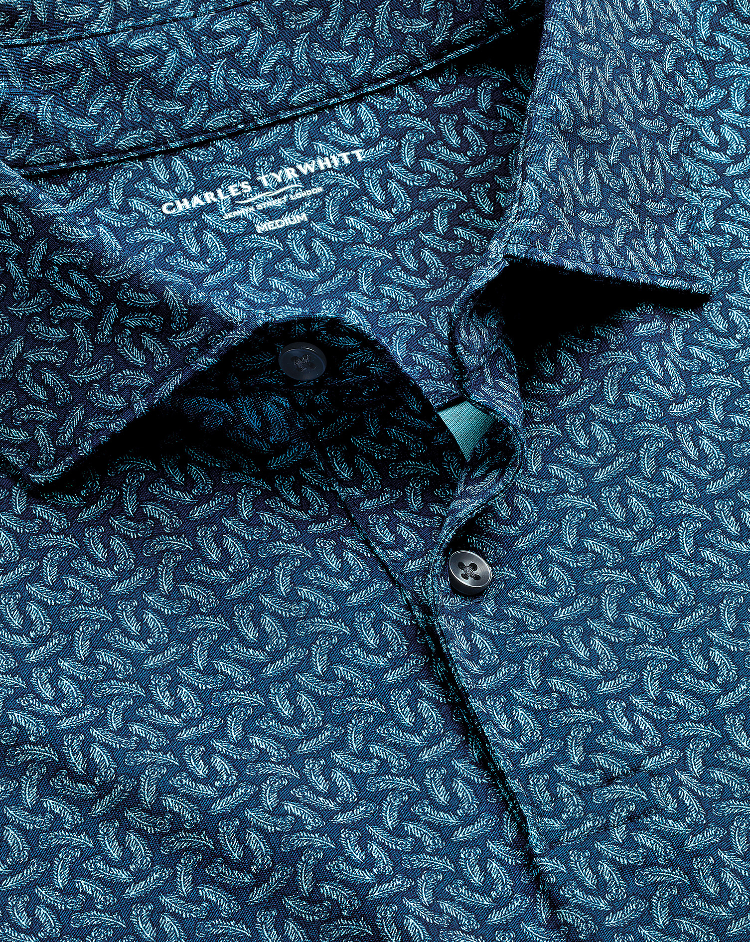 Performance Peacock Print Polo - Turquoise Blue