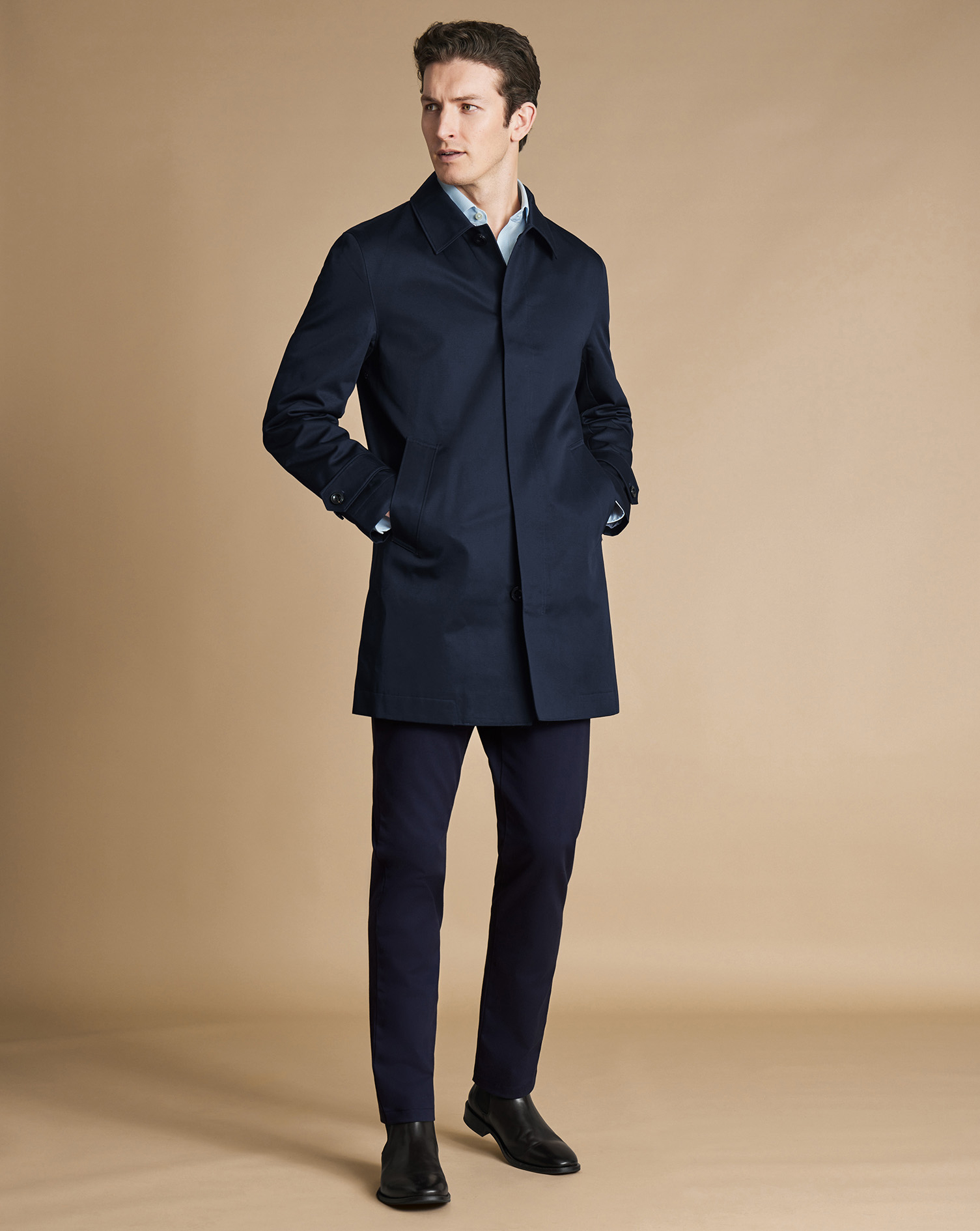 Showerproof Cotton Raincoat - French Navy