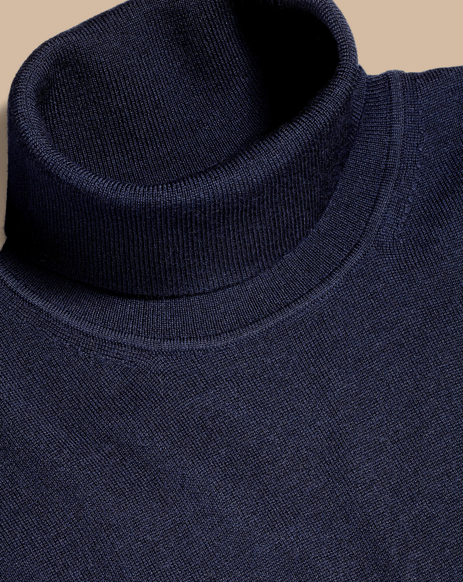 Merino Roll Neck Jumper - Navy