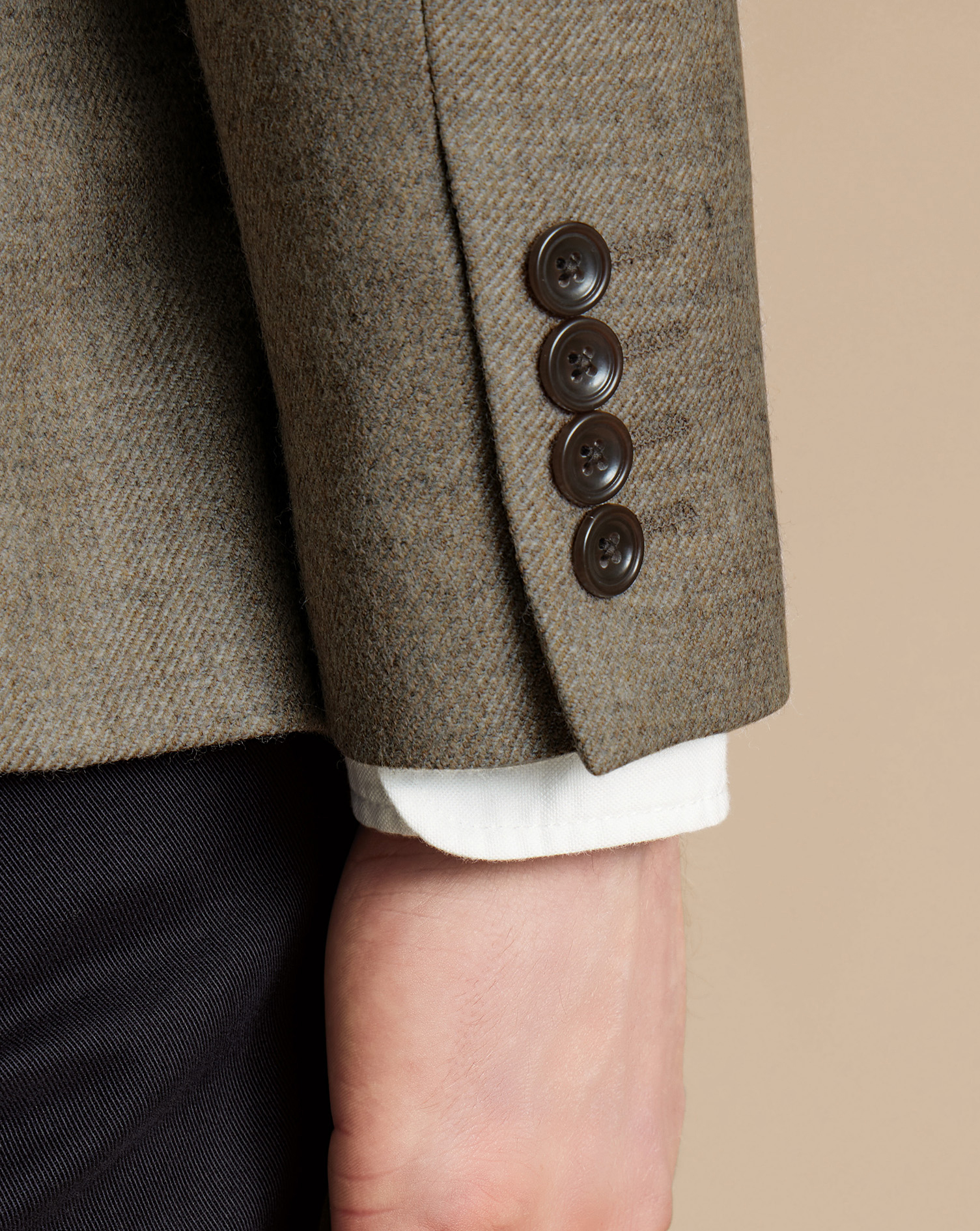 Wool Texture Twill Jacket - Stone