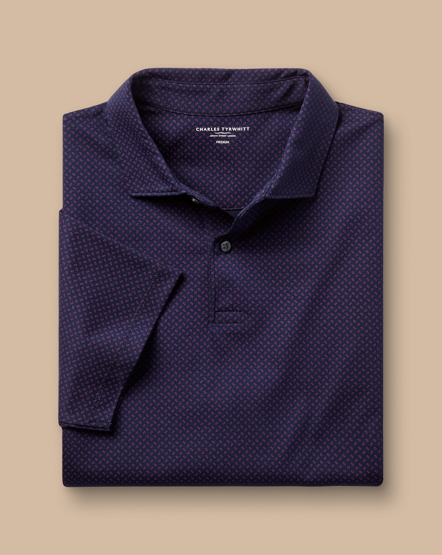 Performance Geo Print Polo - Navy