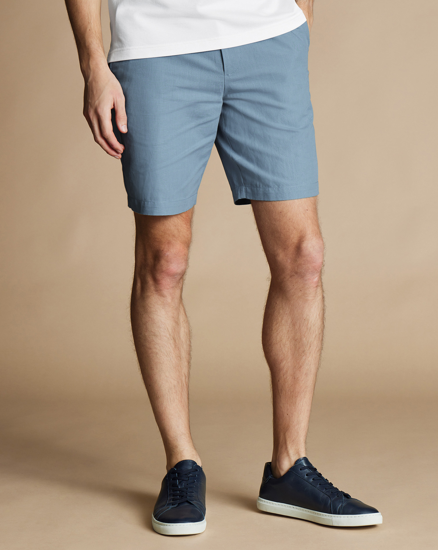 Cotton Linen Shorts - Mid Blue