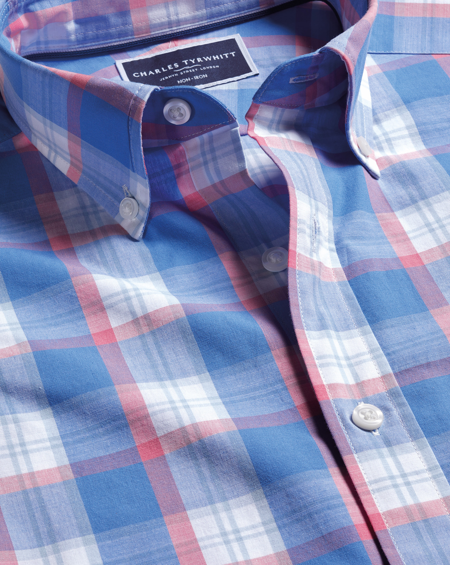 Non-Iron Stretch Short Sleeve Shirt - Cornflower