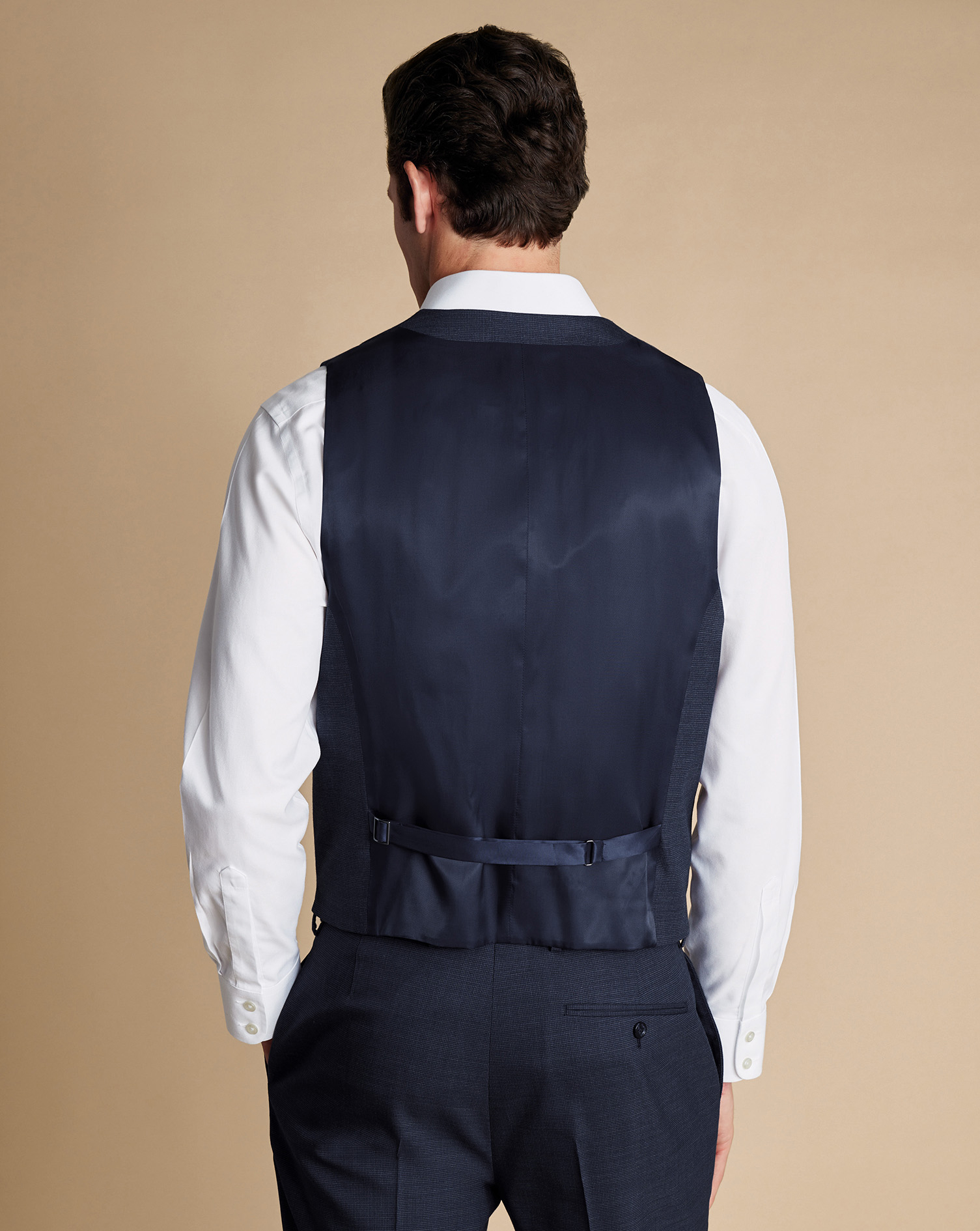 Micro Check Suit Waistcoat - Steel Blue