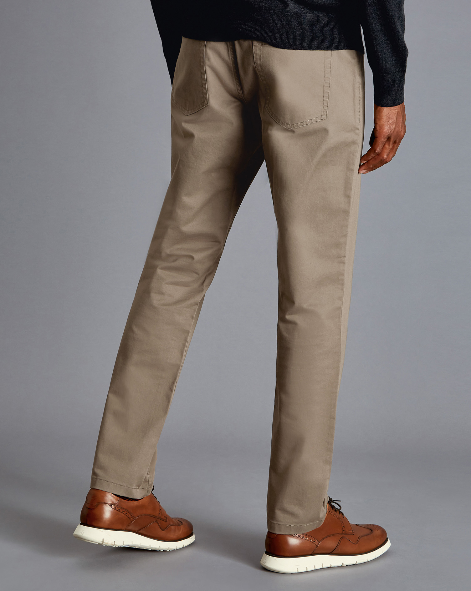 Cotton Stretch 5-Pocket Trousers - Mocha