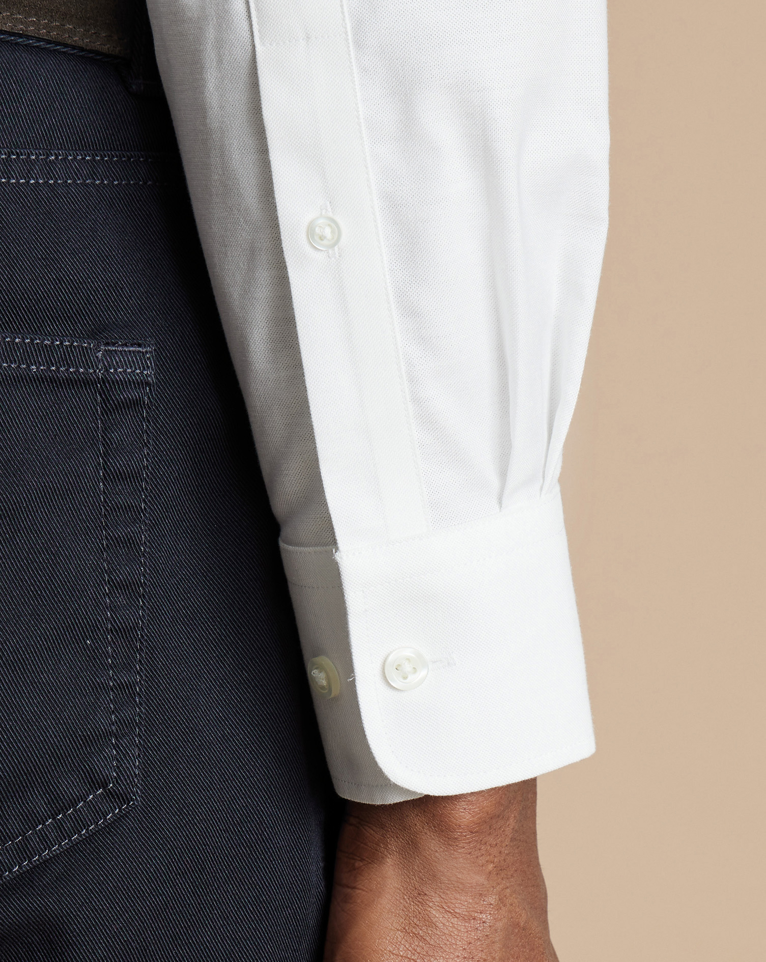 Button-Down Collar Non-Iron Stretch Oxford Shirt - White