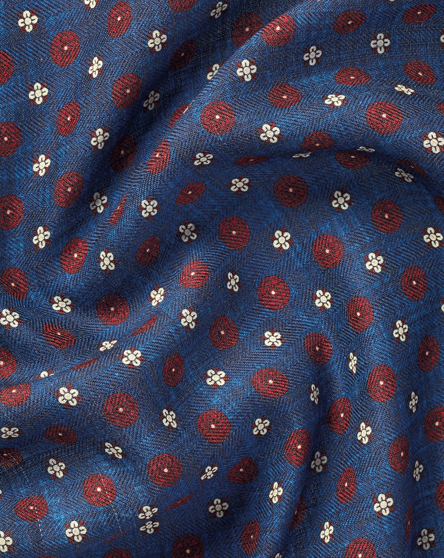 Medallion Silk Wool Pocket Square - Royal Blue