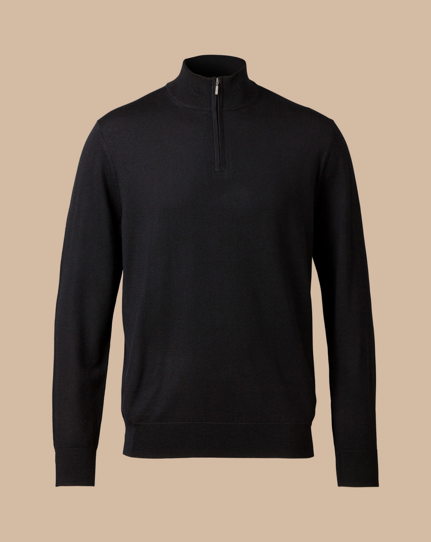 Merino Zip Neck Jumper - Black