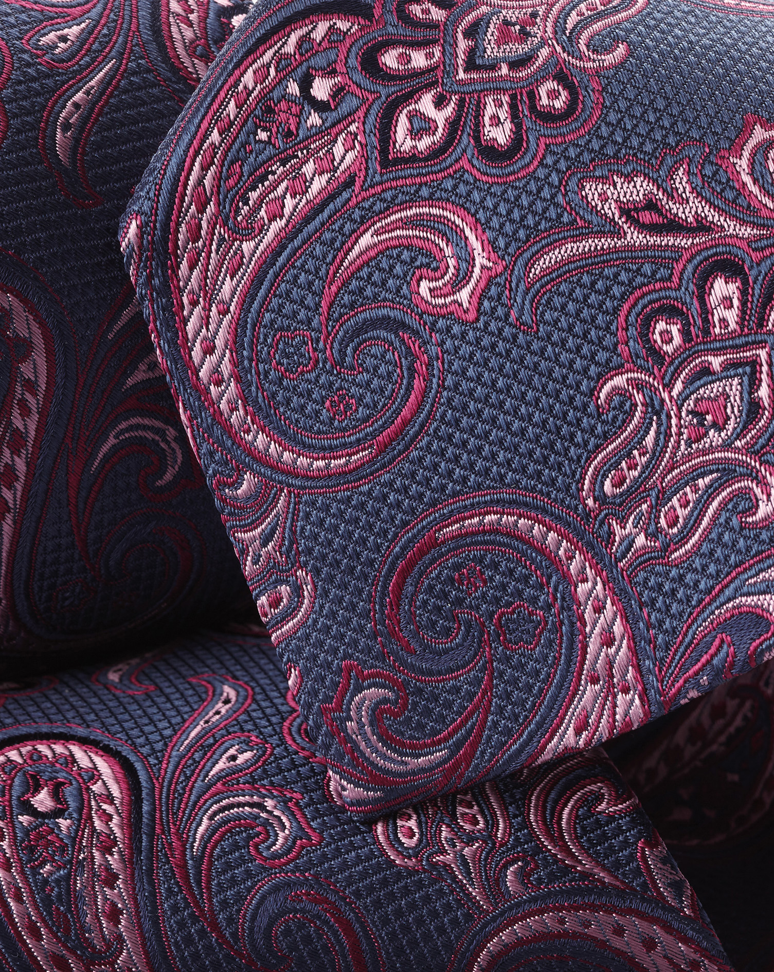 Silk Paisley Tie - Steel Blue