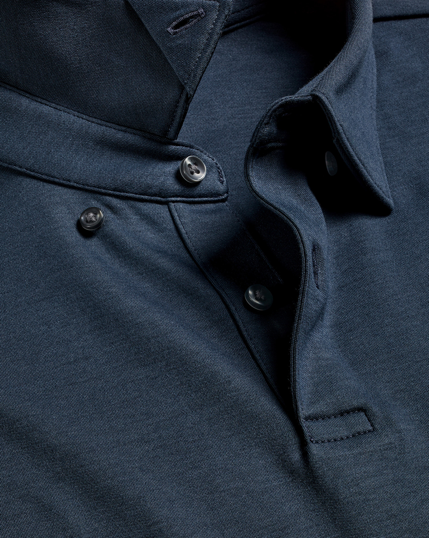 Long Sleeve Smart Jersey Polo - Petrol Blue