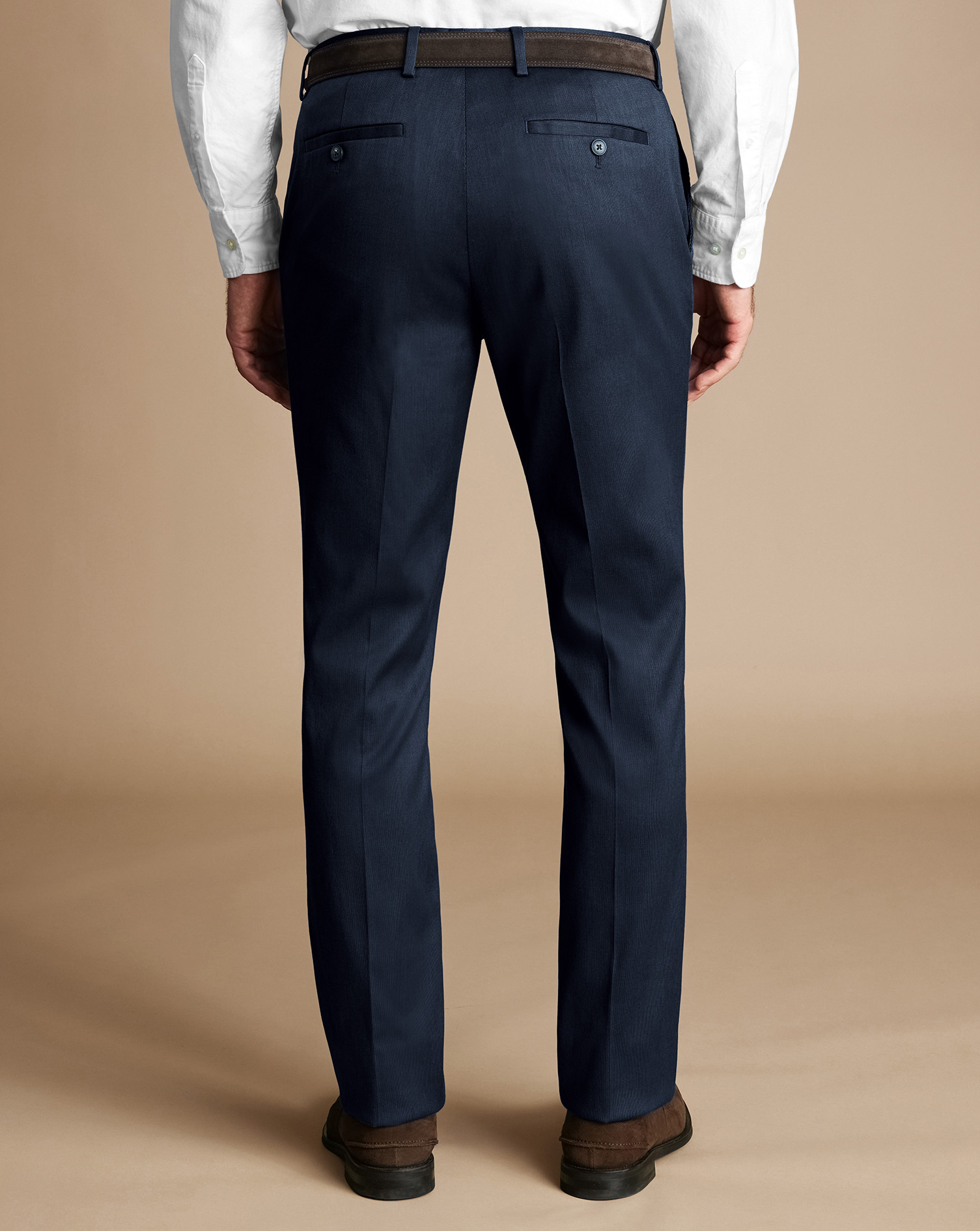 Smart Stretch Texture Trousers - Denim Blue