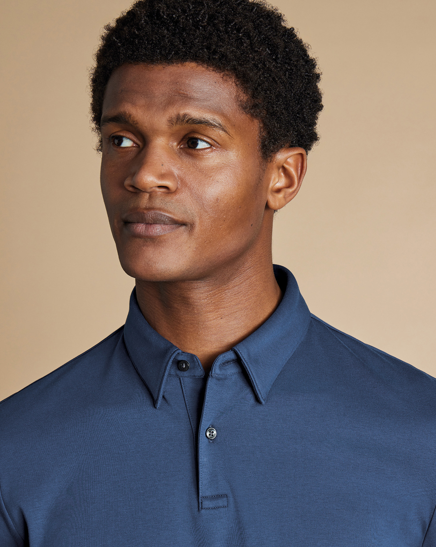 Long Sleeve Smart Jersey Polo - Ocean Blue