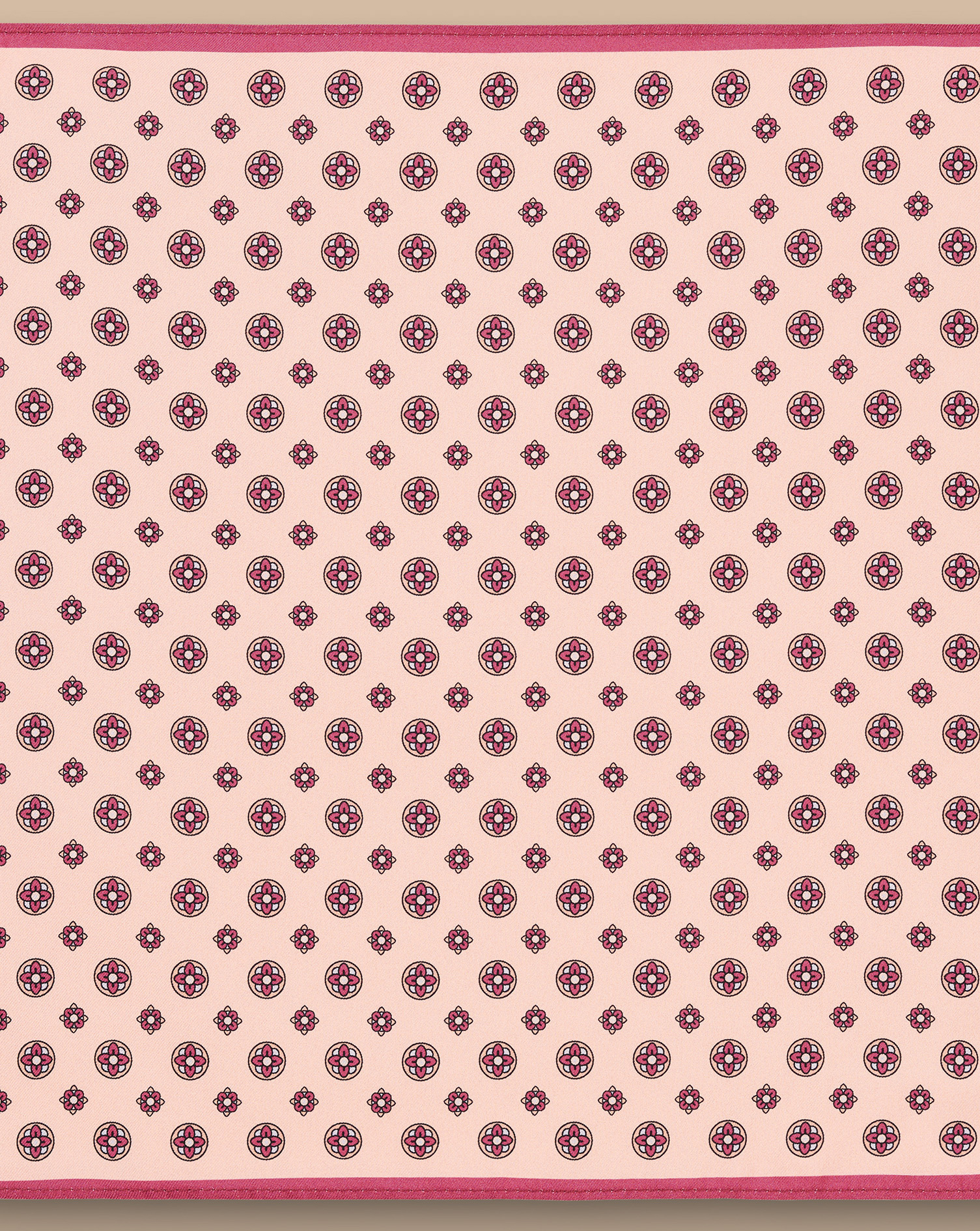 Medallion Silk Pocket Square - Light Pink