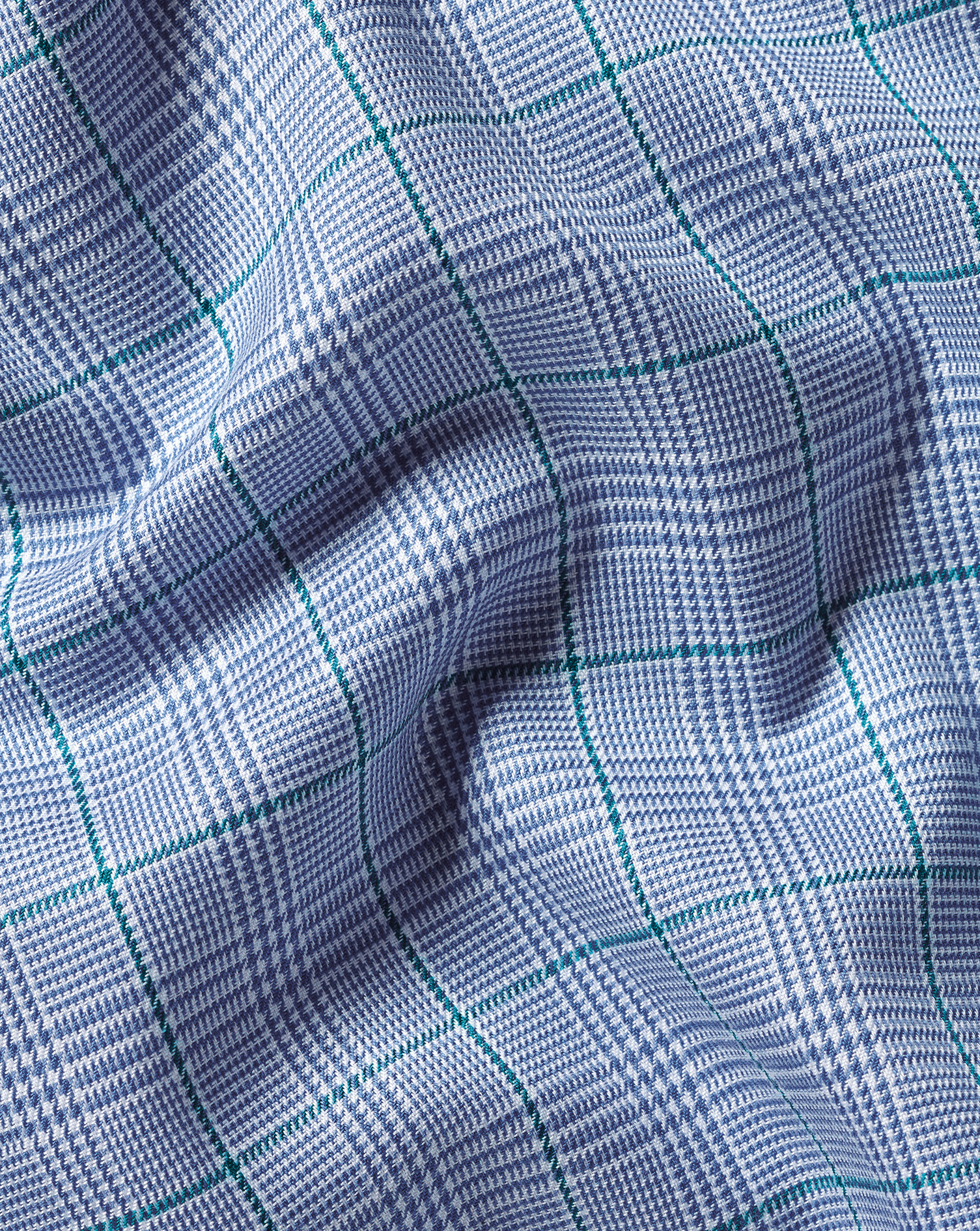 Non-Iron Twill Prince Of Wales Check Shirt - Indigo Blue