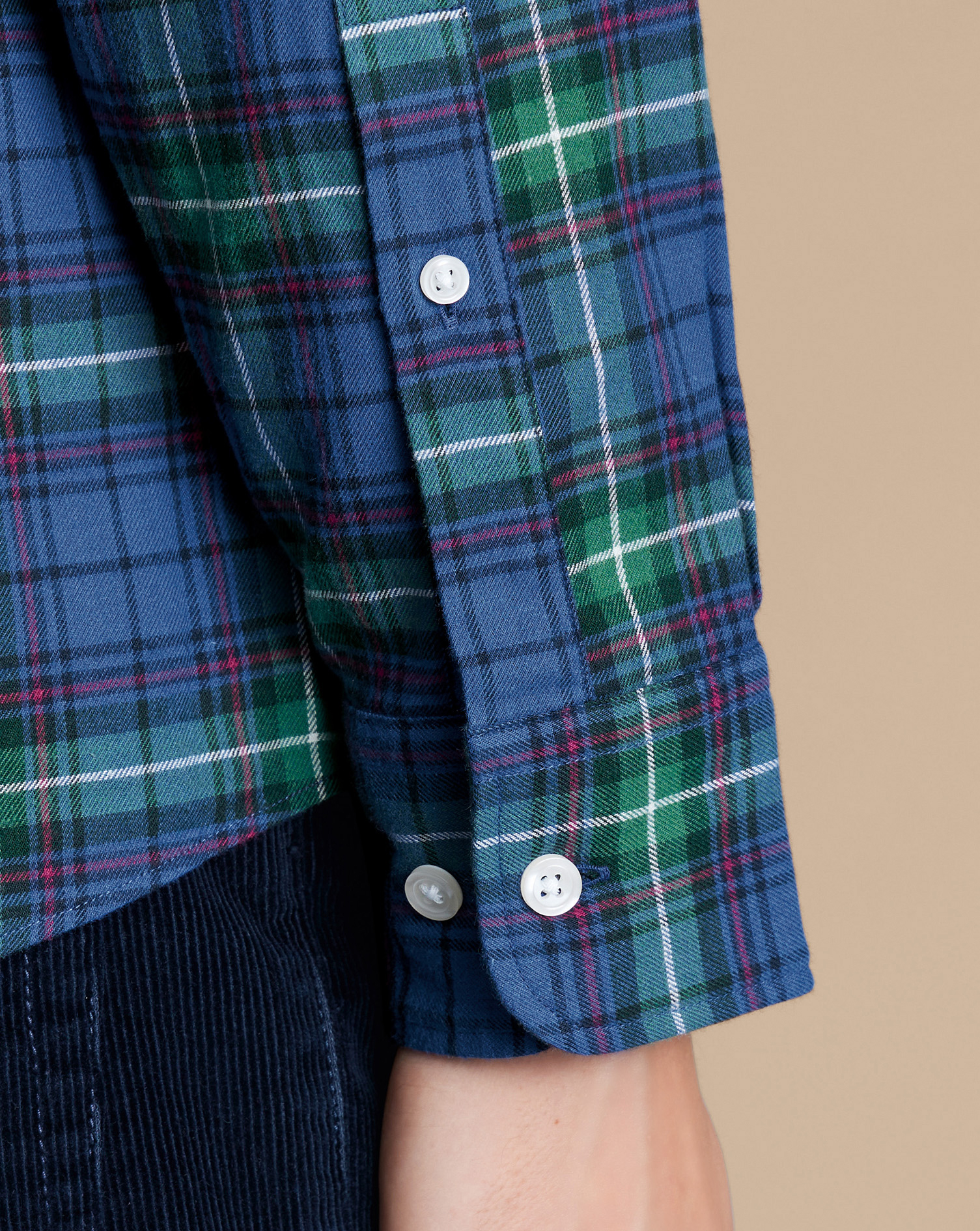 Brushed Flannel Multi Check Shirt - Green