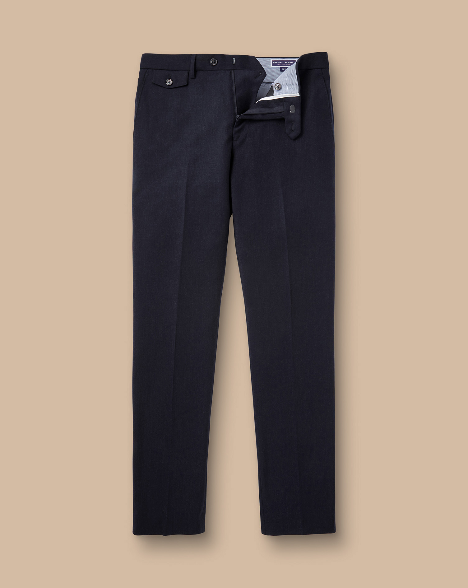 Twill Wool Stretch Trousers - Navy