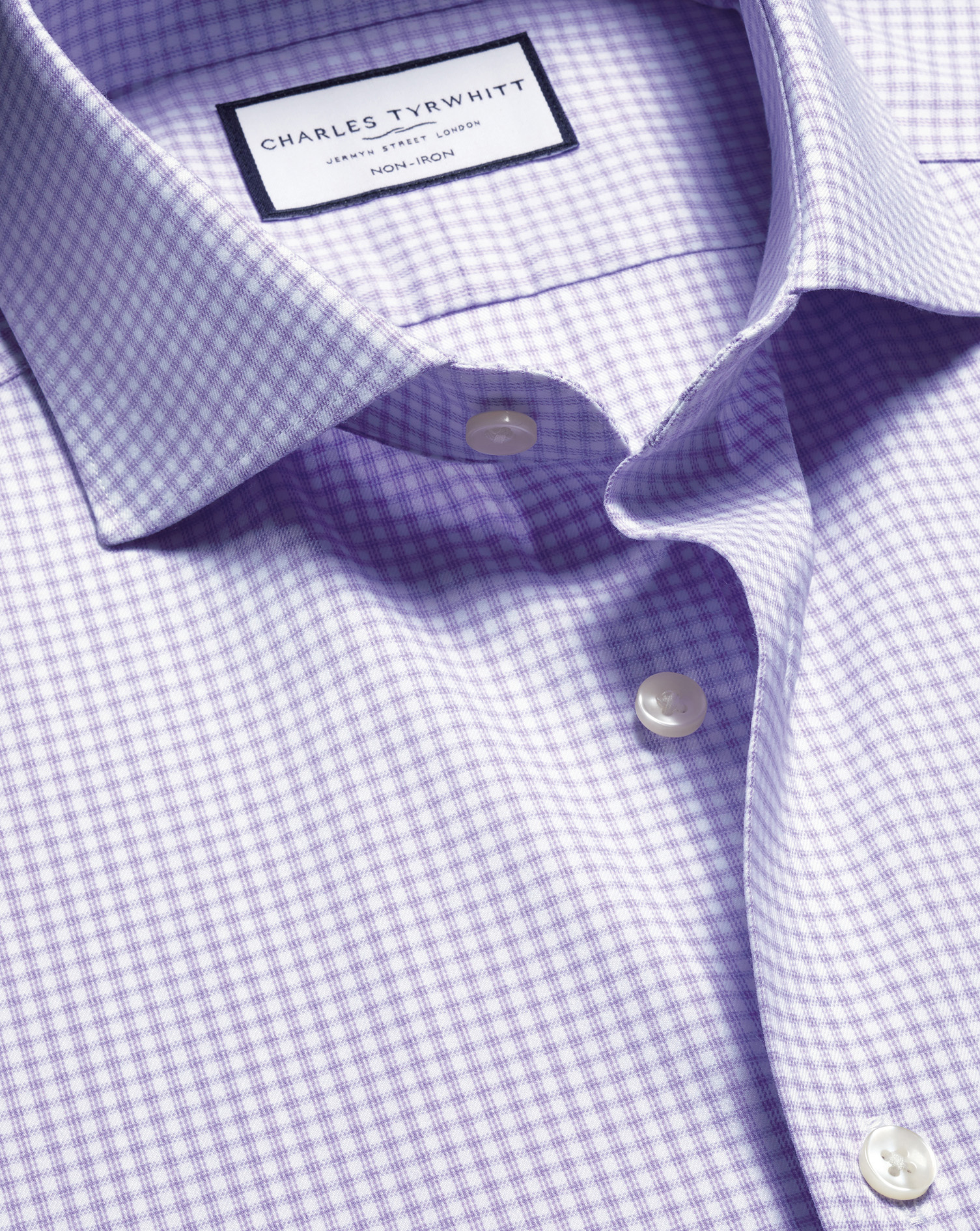 Non-Iron Performance Twill Check Shirt - Lilac