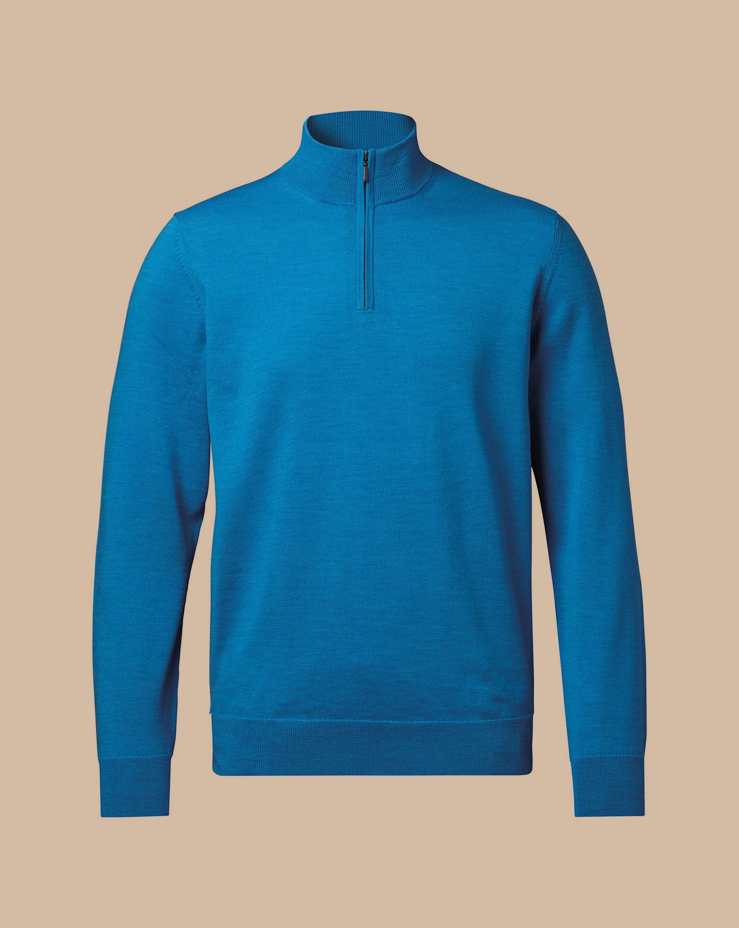 Merino Zip Neck Jumper  - Bright Blue